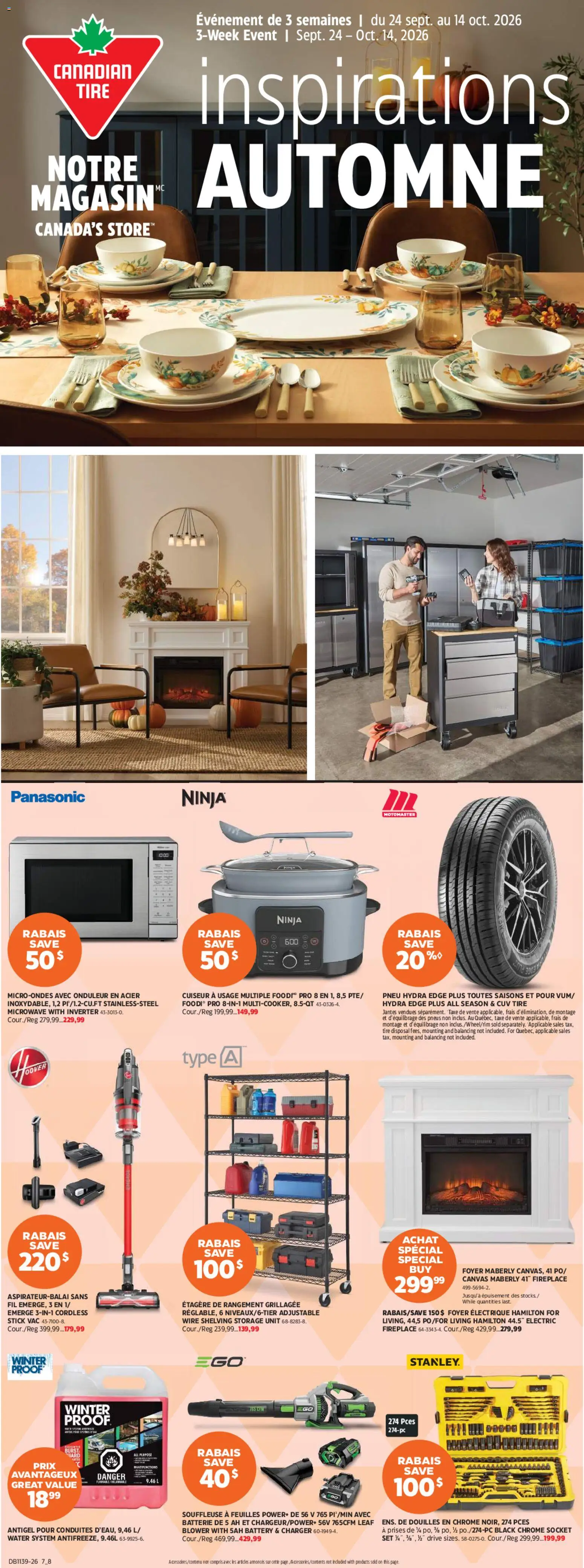Canadian Tire flyer valid from Sep 24, 2026 | Page: 1 | Products: Water, Socket, Battery
