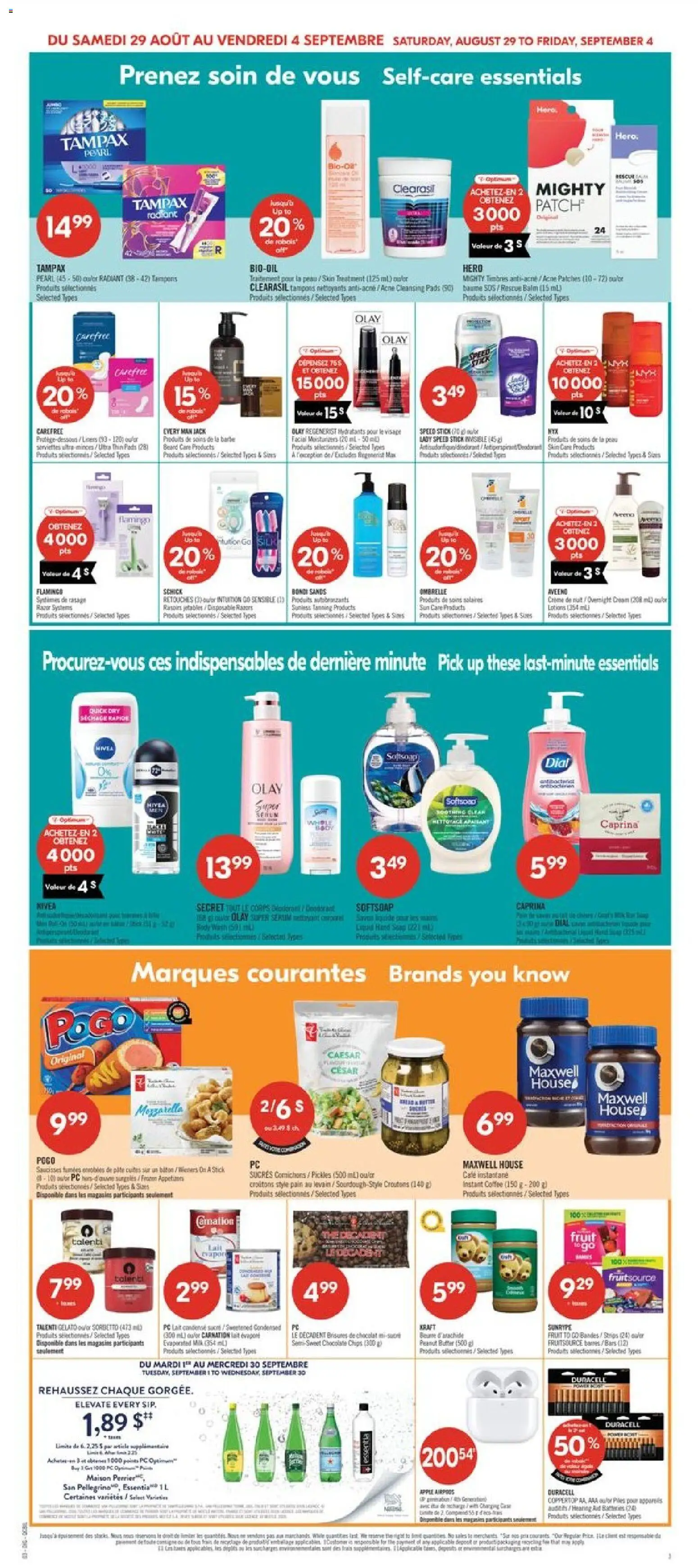 Pharmaprix flyer valid from Aug 29, 2026 | Page: 19 | Products: Soap, Butter, Coffee, Chocolate