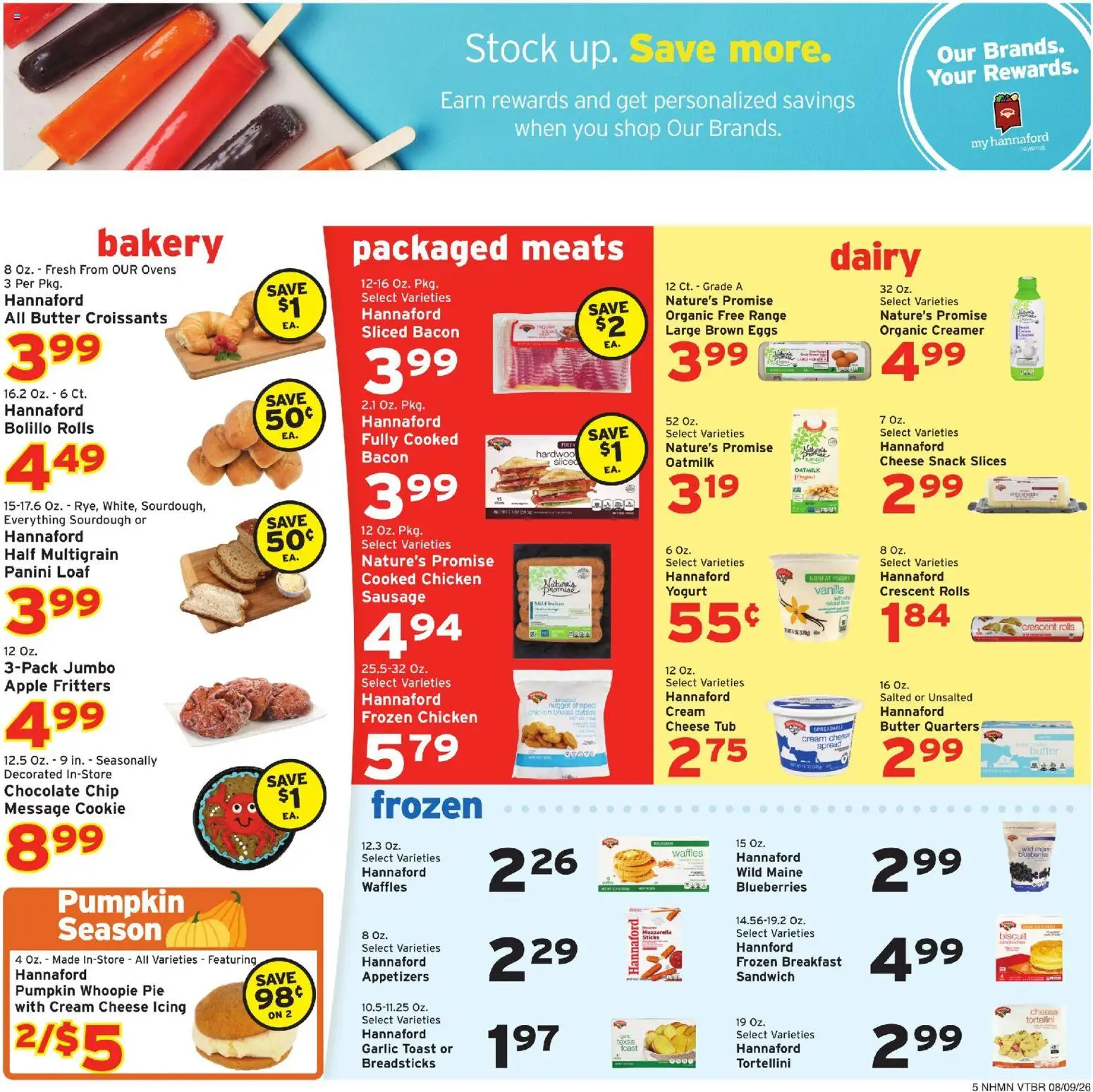 Hannaford Weekly Ad - valid from 08/09/2026 | Page: 9 | Products: Butter, Yogurt, Bacon, Vanilla