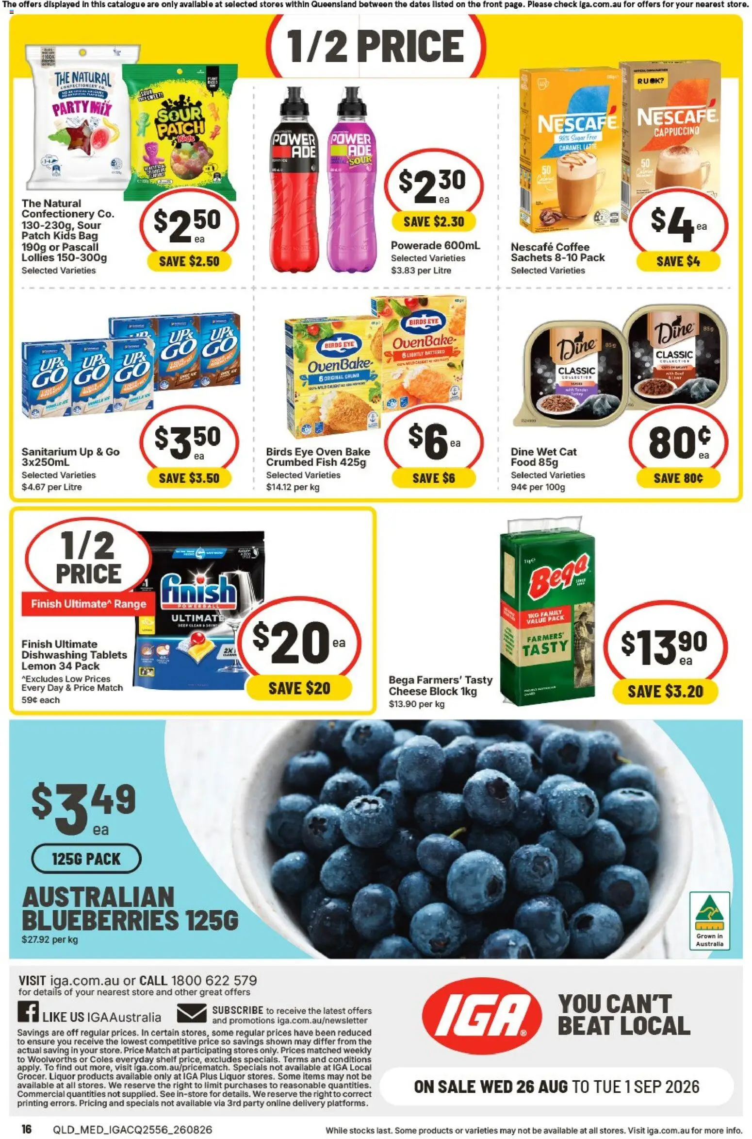 IGA catalogue - valid from 26/08/2026 | Page: 16 | Products: Cheese, Fish, Lollies, Sugar