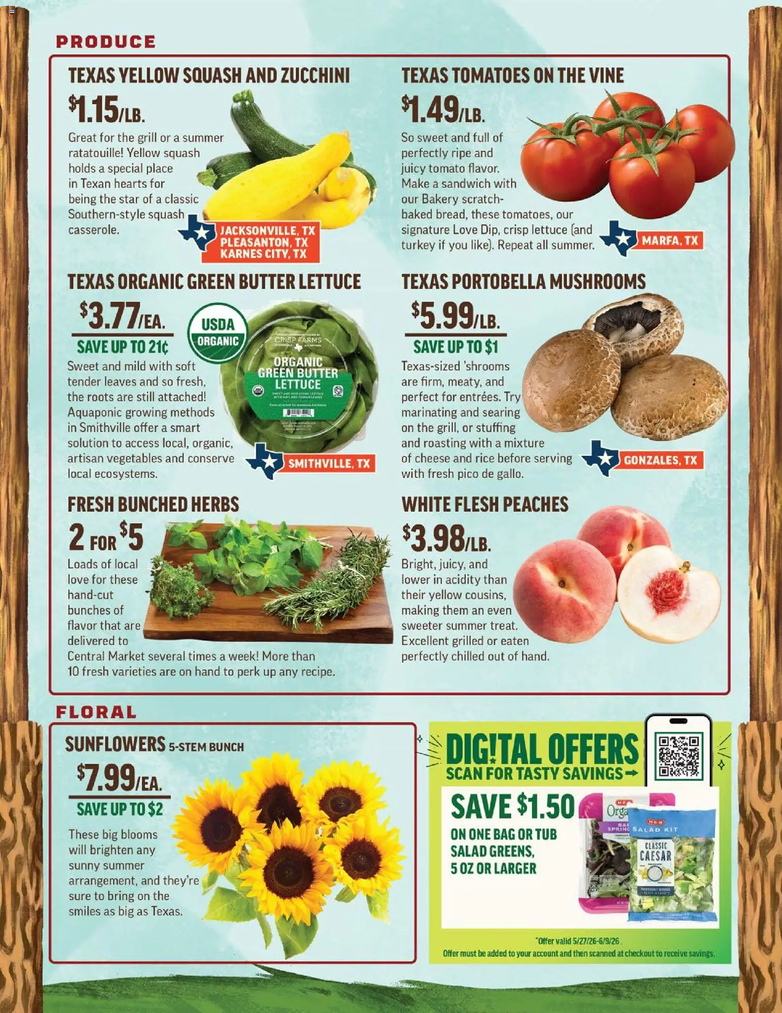 Central Market Weekly Ad - valid from 27.05.2026 | Page: 2 | Products: Lettuce, Tomatoes, Vegetables, Bag