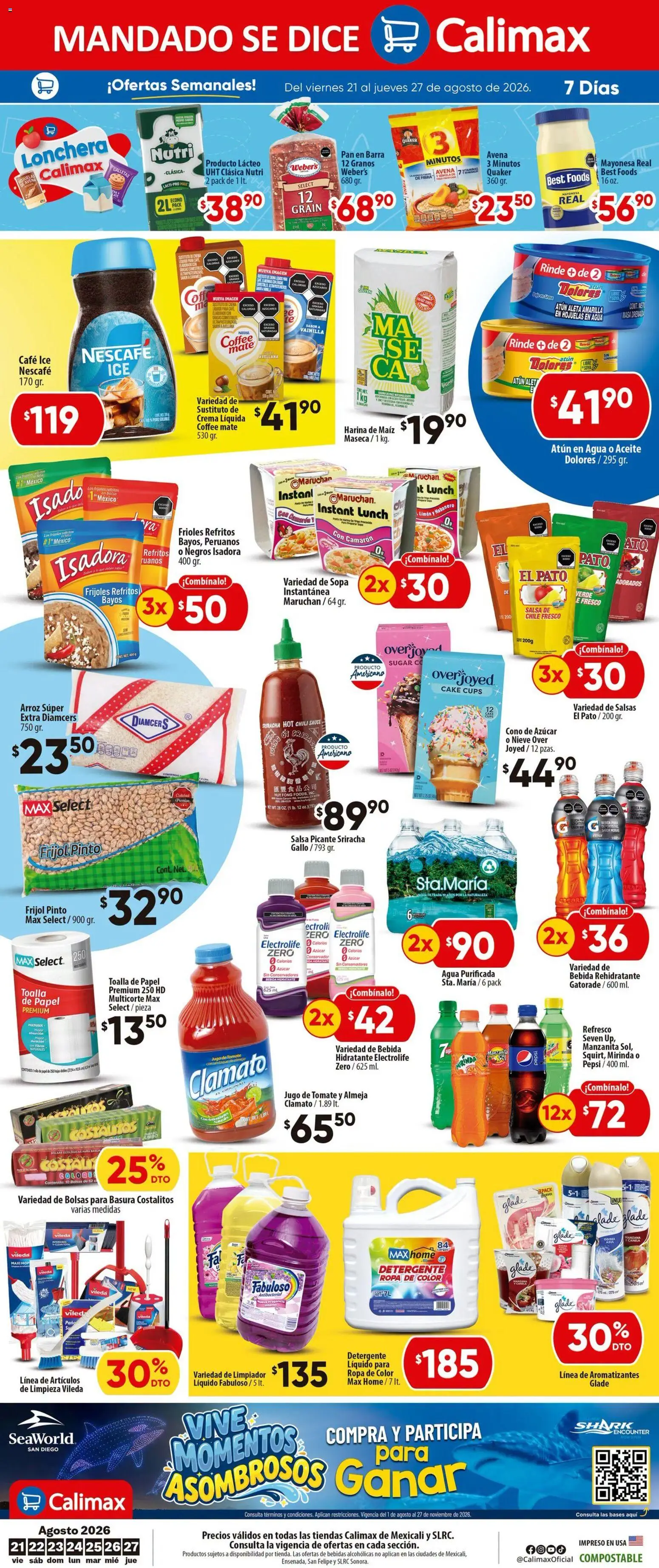 Nuevas ofertas de Calimax válidas en toda la República Mexicana desde el 21/08/2026. ¡Encuentra las mejores ofertas en Calimax folleto Mexicali y SLRC! | Página: 6 | Productos: Atún, Crema, Tomate, Ropa