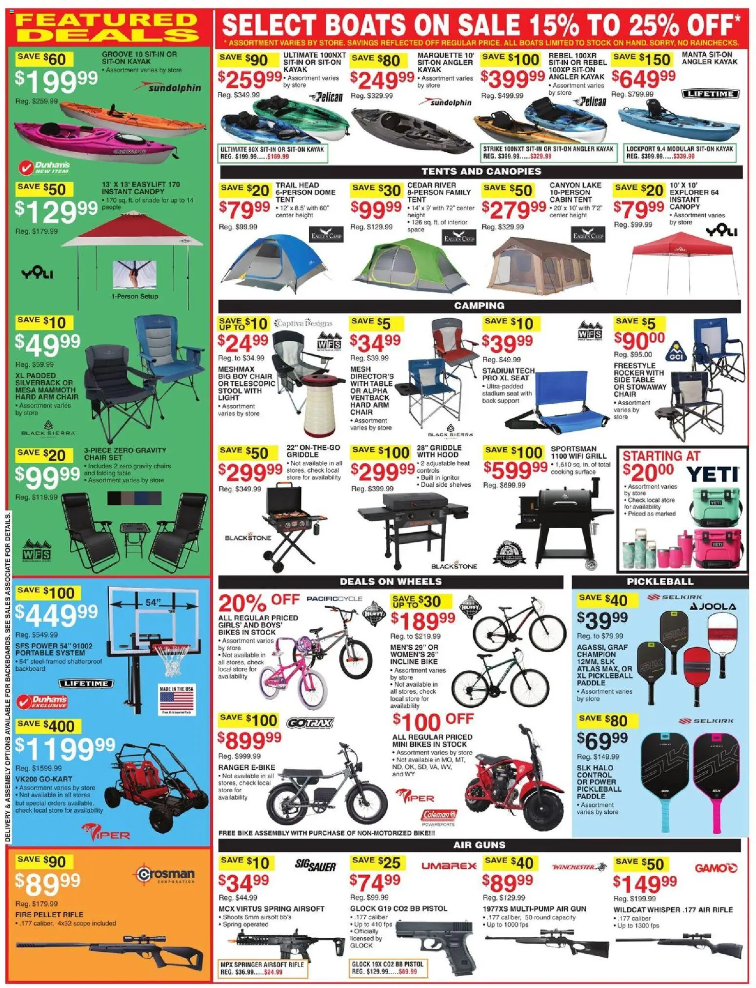 Dunham's Sports Weekly Ad - valid from 08/07/2026 | Page: 3 | Products: Kayak, Tent, Grill, Rifle