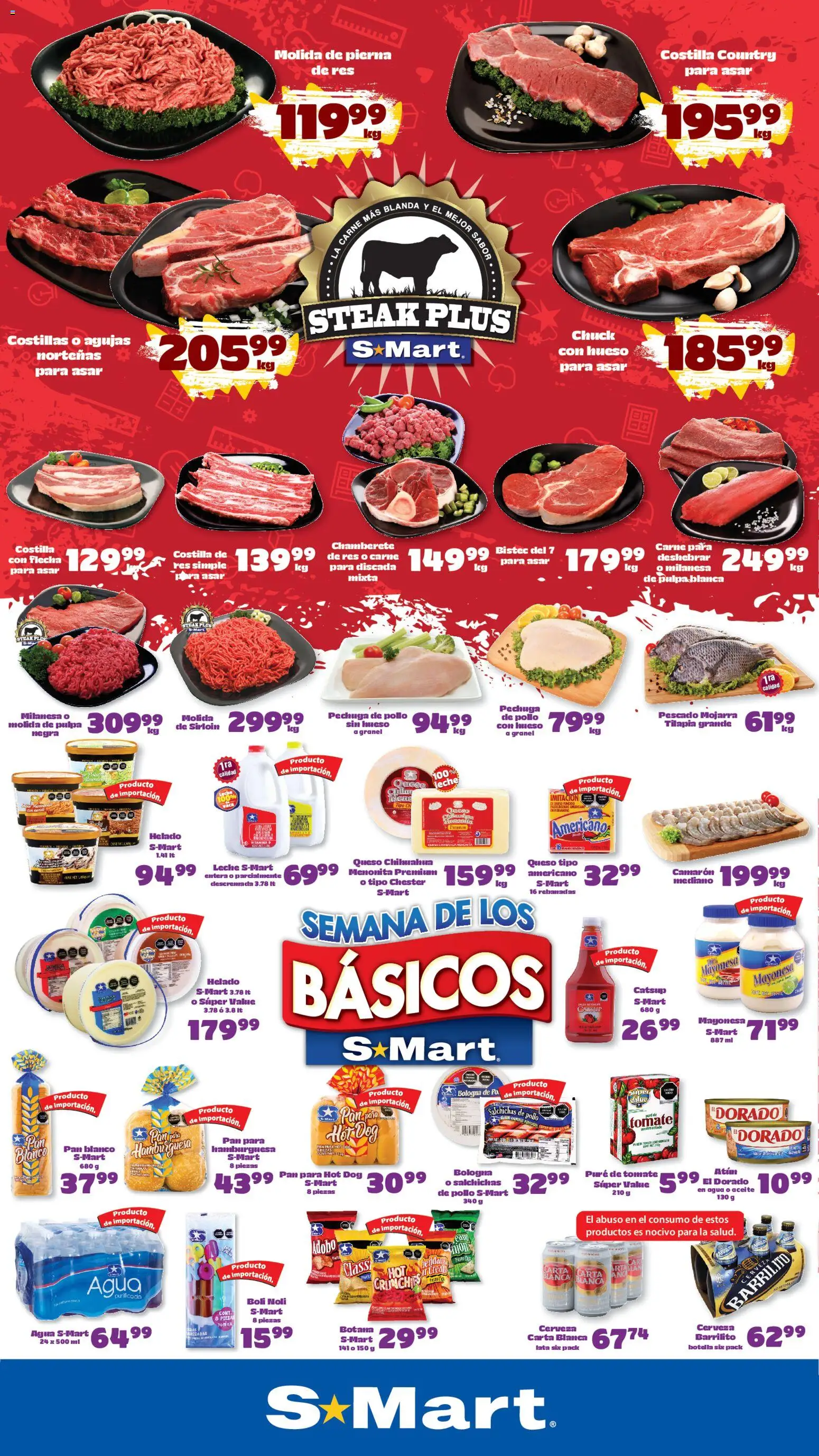 Nuevas ofertas de S-Mart válidas en toda la República Mexicana desde el 21/08/2026. ¡Encuentra las mejores ofertas en S-Mart folleto Monterrey! | Página: 1 | Productos: Milanesa, Bistec, Hamburguesa, Salchichas