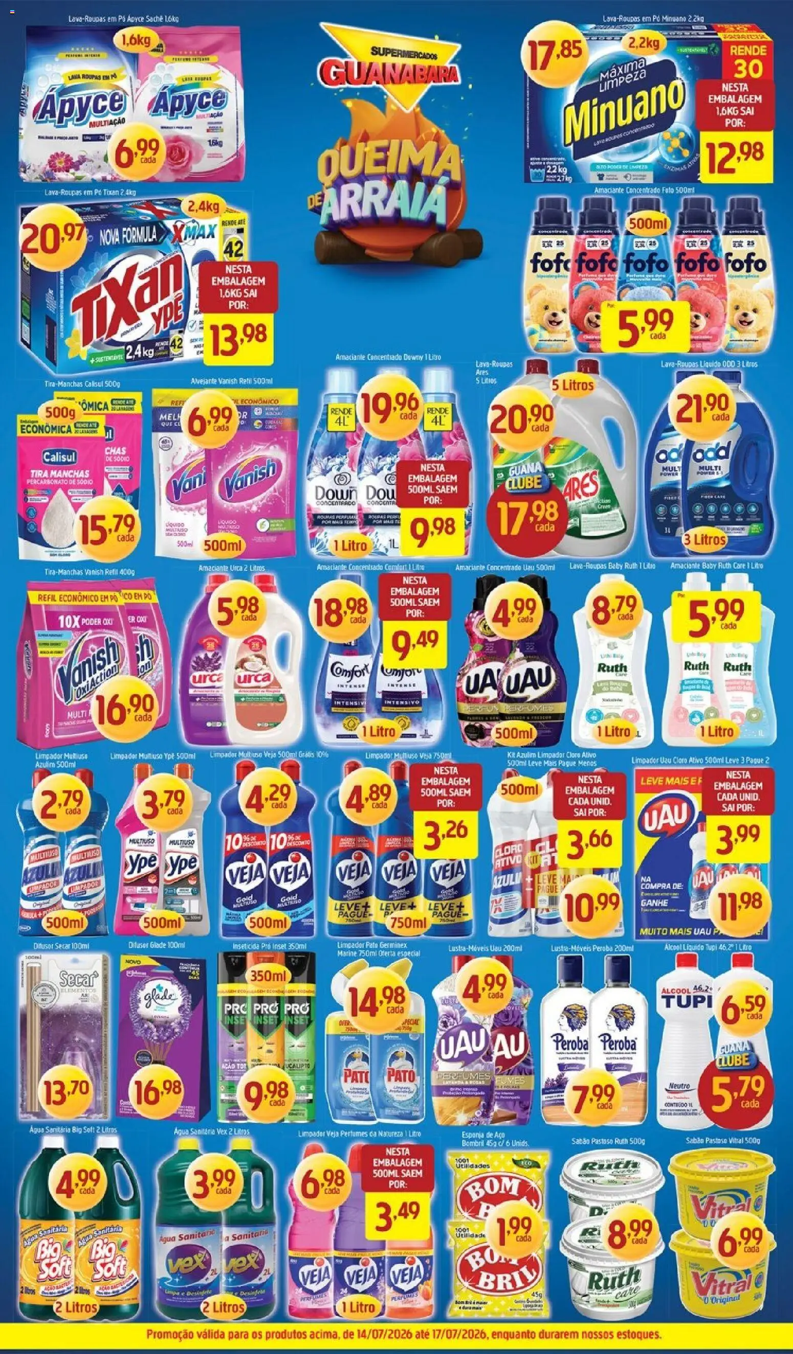 Supermercados Guanabara Folheto - válido de 14/07/2026 | Página: 10 | Produtos: Cloro, Sabão, Vanish, Água sanitária