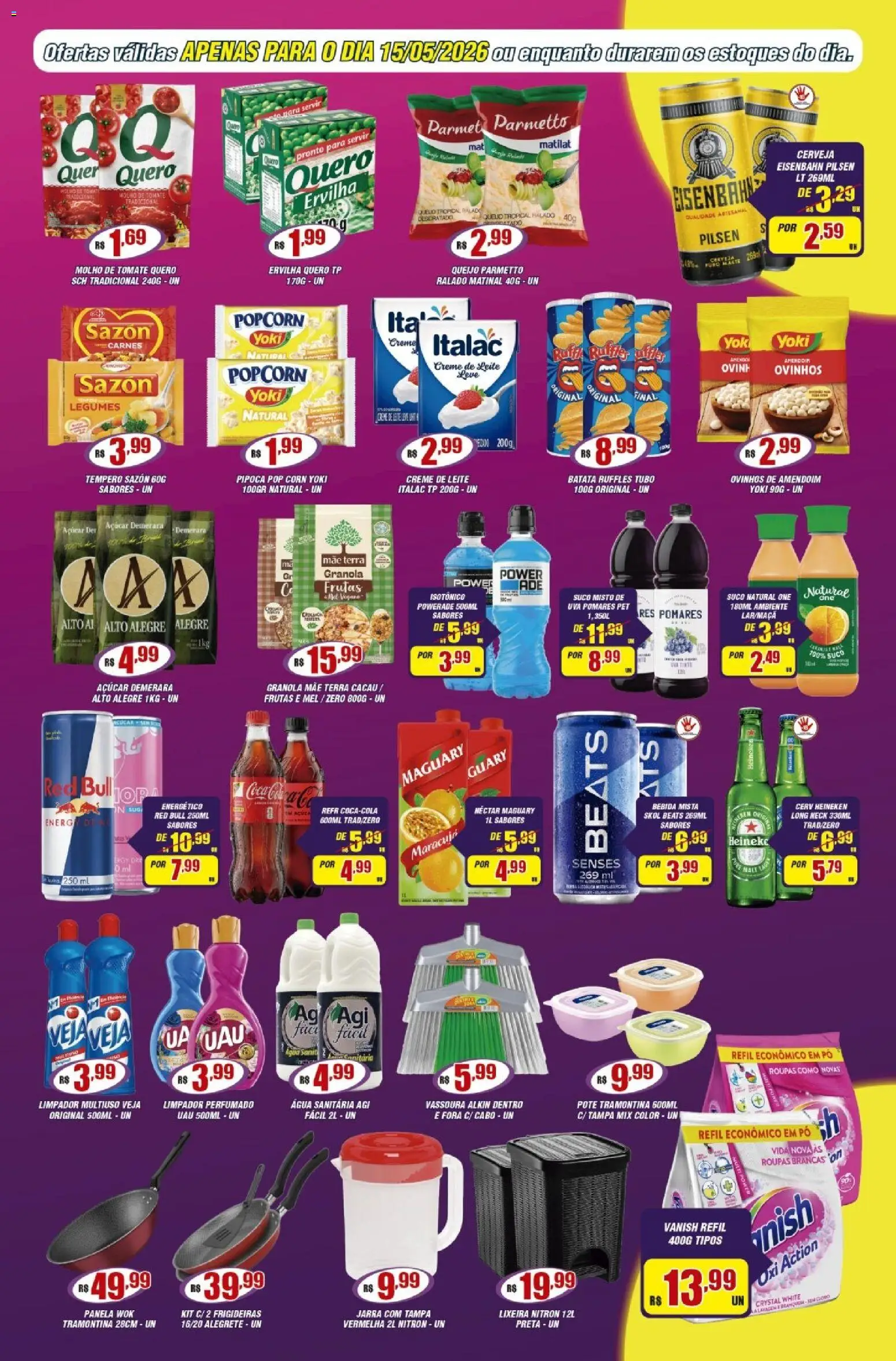 Violeta Supermercados Folheto - válido de 15.05.2026 | Página: 3 | Produtos: Ervilha, Limpador multiuso, Molho de tomate, Granola