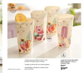 Vista previa de Juego de 4 vasos decorados dulces mágicos* Plástico., Juego de 4 vasos decorados con motivos de dulces, helados y macarons. Plástico., nuevo folleto de la tienda, válido en México a partir del 10/07/2026 | Página: 187