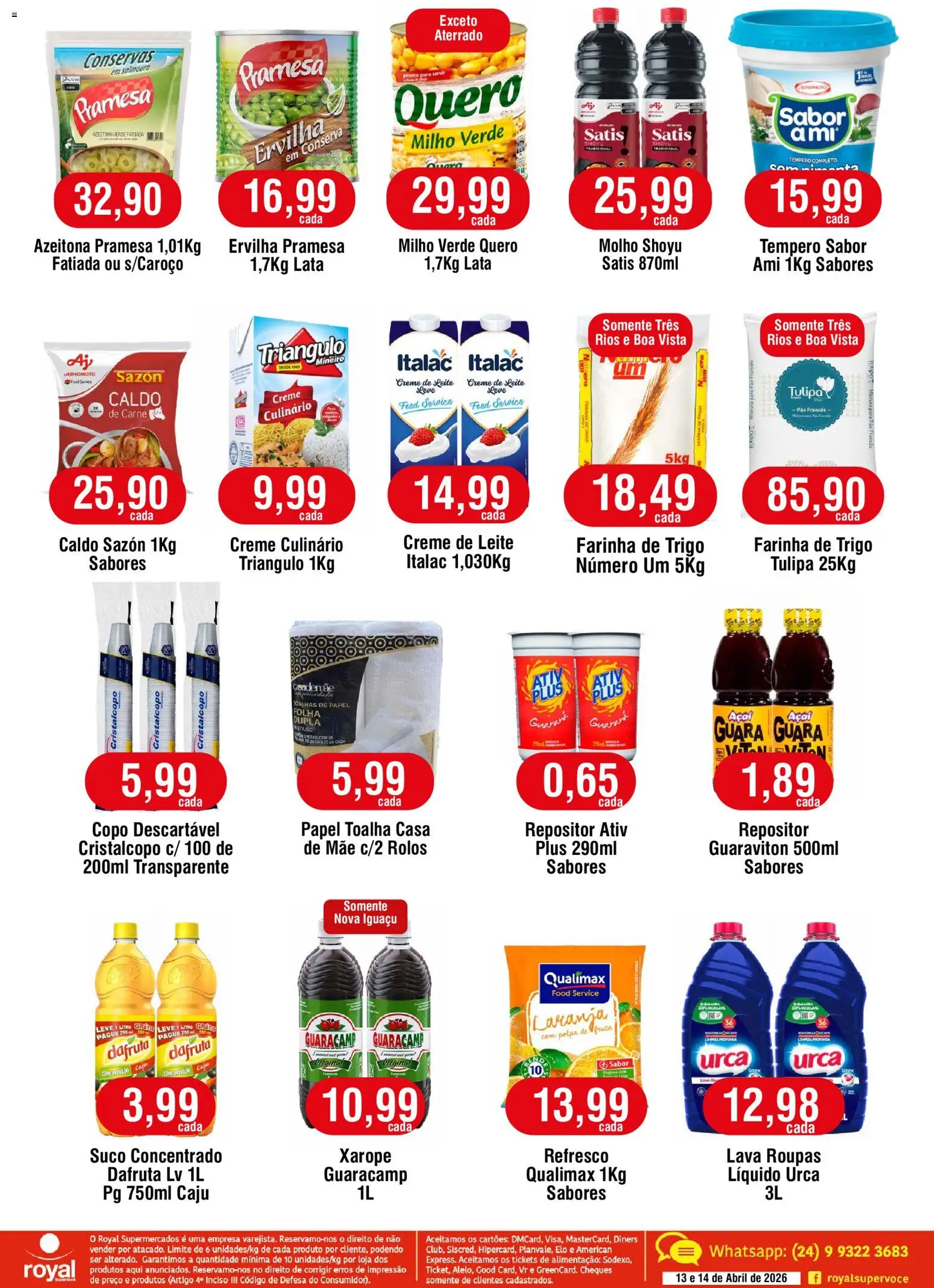 Royal Supermercados Folheto - válido de 13.04.2026 | Página: 2 | Produtos: Ervilha, Farinha de trigo, Leite, Roupas