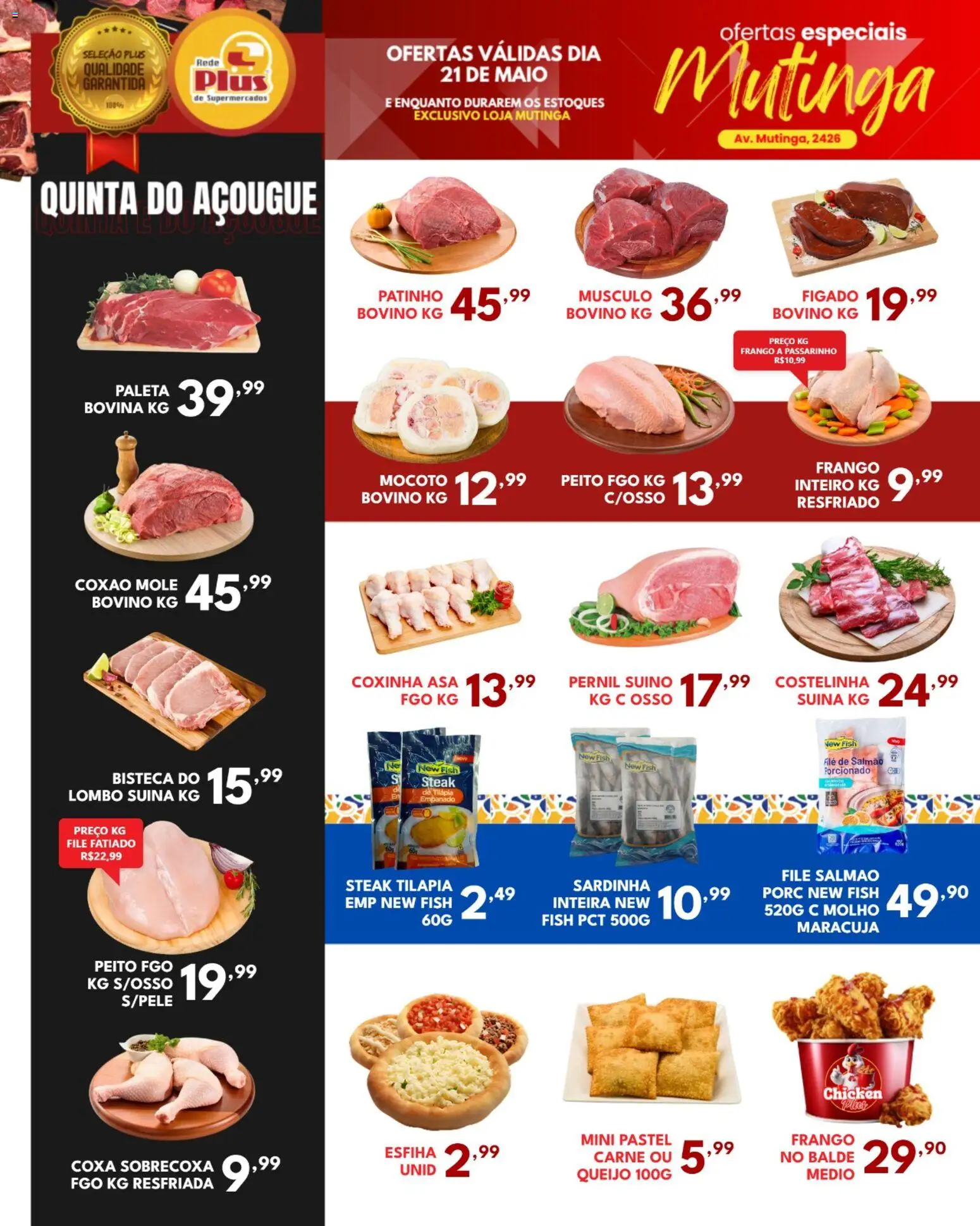 Rede Plus Supermercados Folheto - válido de 21.05.2026 | Página: 1 | Produtos: Maracujá, Salmão, Carne, Frango