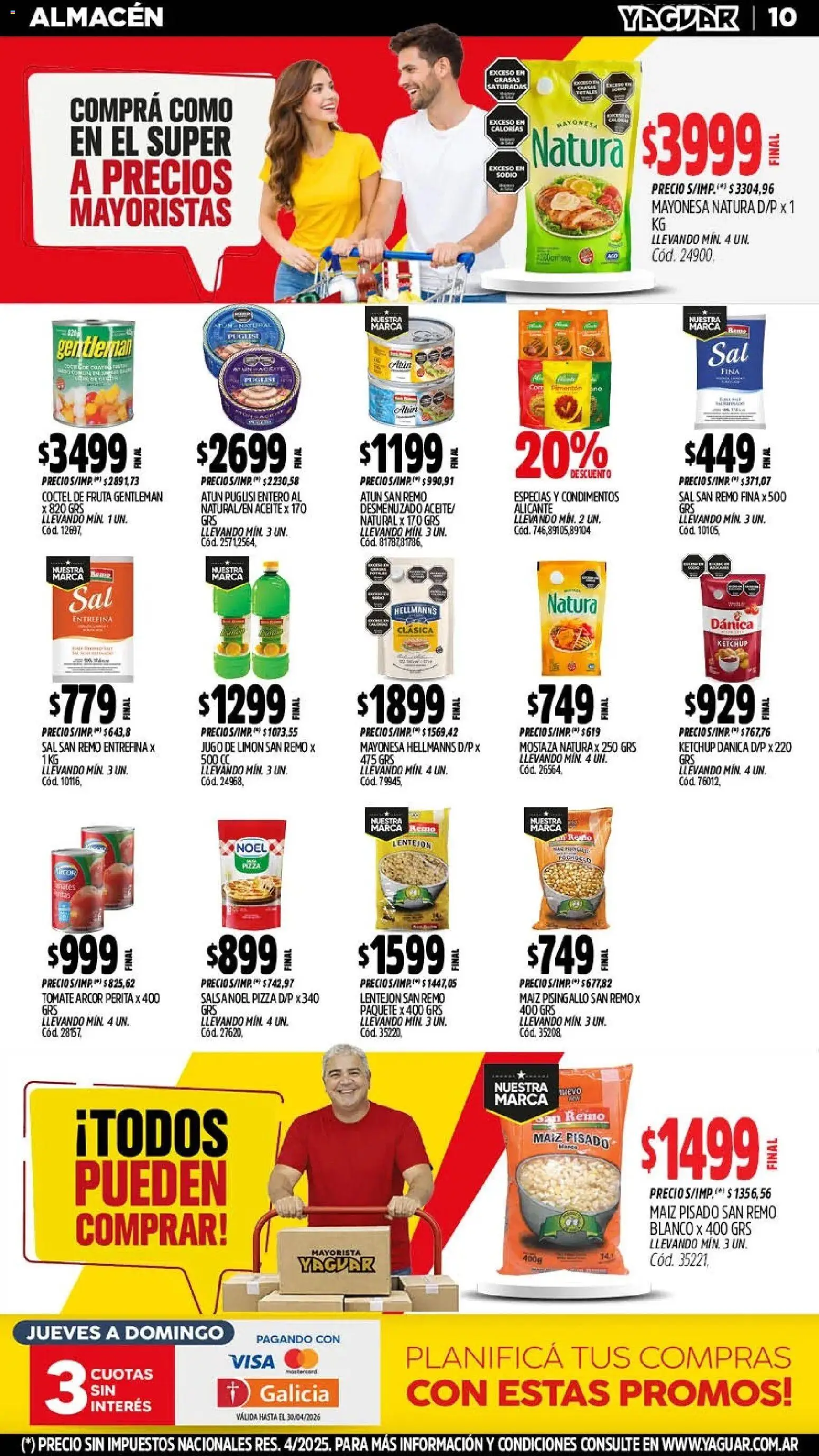 Yaguar - Oferta Semanal Mendoza │ válido desde el 11.05.2026 | Página: 10 | Productos: Maiz, Sal, Pimentón, Jugo