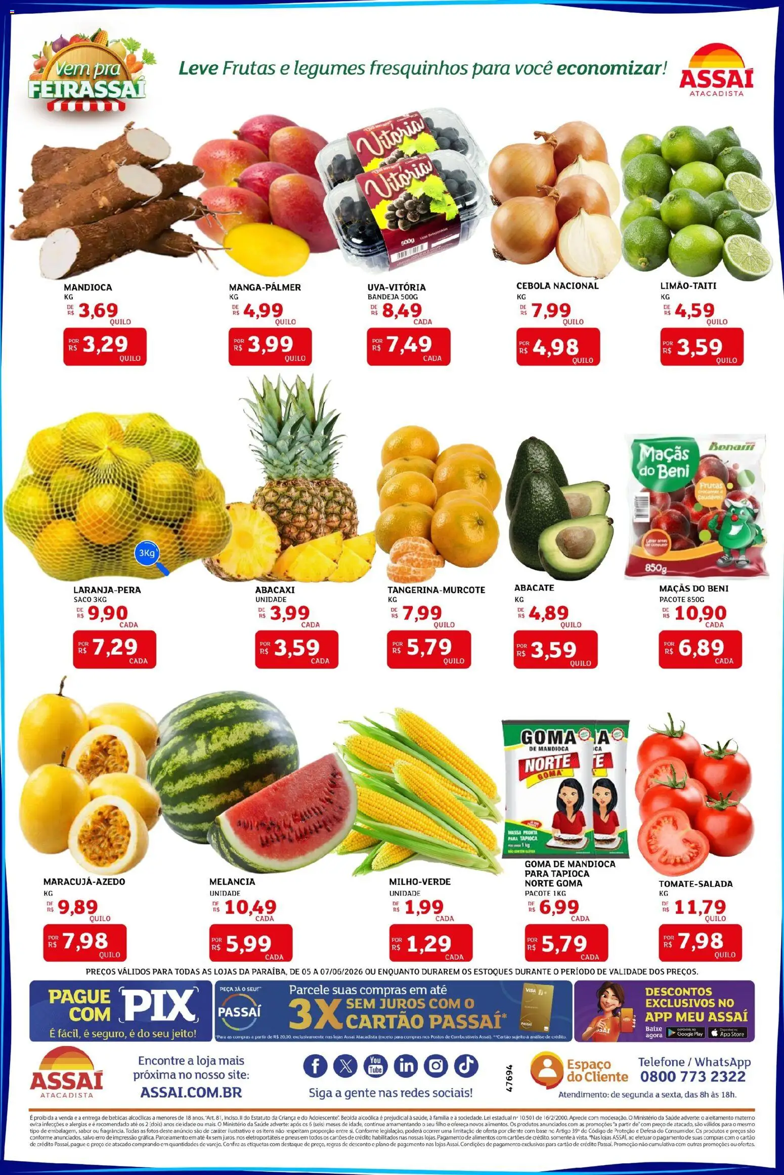 Assaí Atacadista Folheto - válido de 05.06.2026 | Página: 3 | Produtos: Maçãs, Pneus, Massa, Telefone
