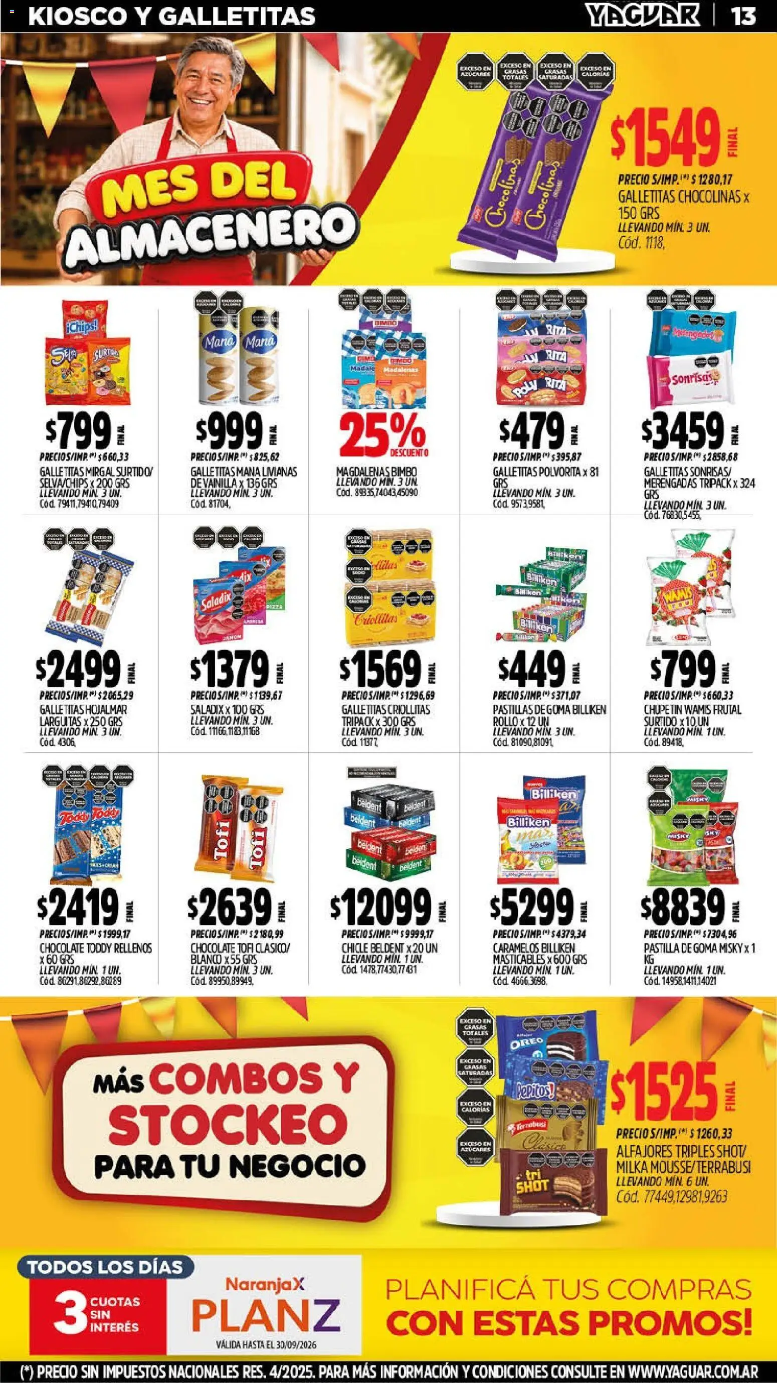 Yaguar - Oferta Semanal Jujuy │ válido desde el 07/09/2026 | Página: 12 | Productos: Oreo, Chocolate, Pizza, Chicle