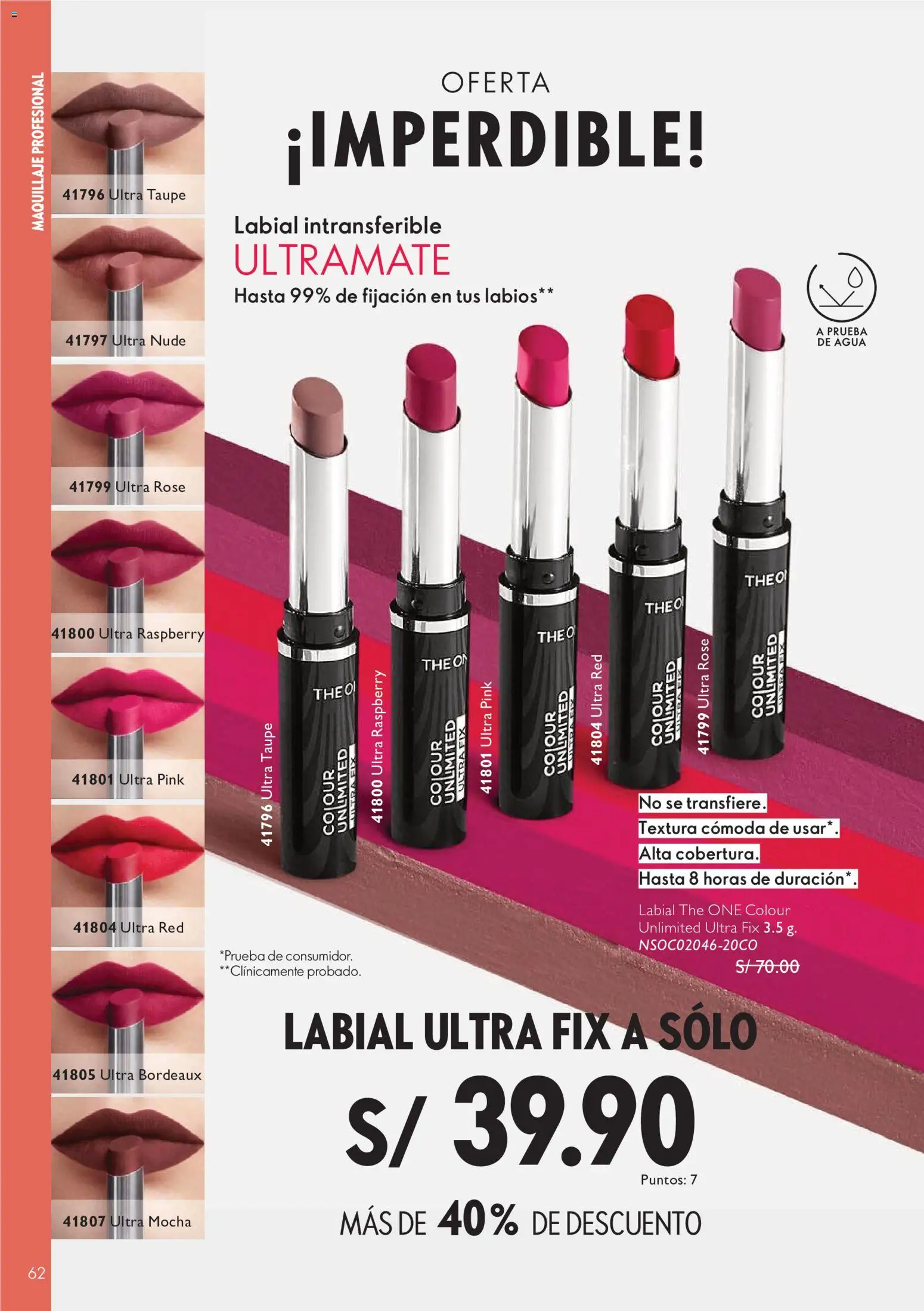 Catálogo Oriflame válido desde 12/09/2026 | Página: 62 | Productos: Cómoda, Agua, Maquillaje