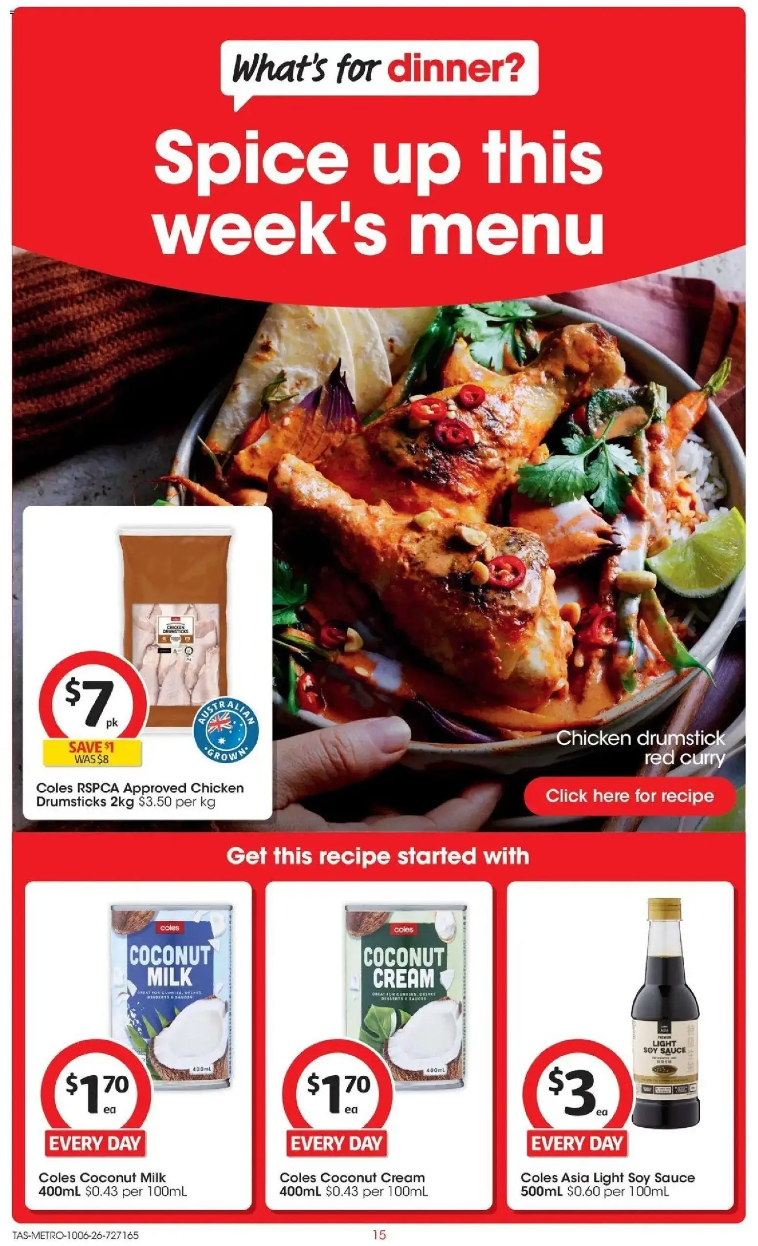 Coles catalogue - valid from 10.06.2026 | Page: 15 | Products: Curry, Milk, Chicken, Sauce