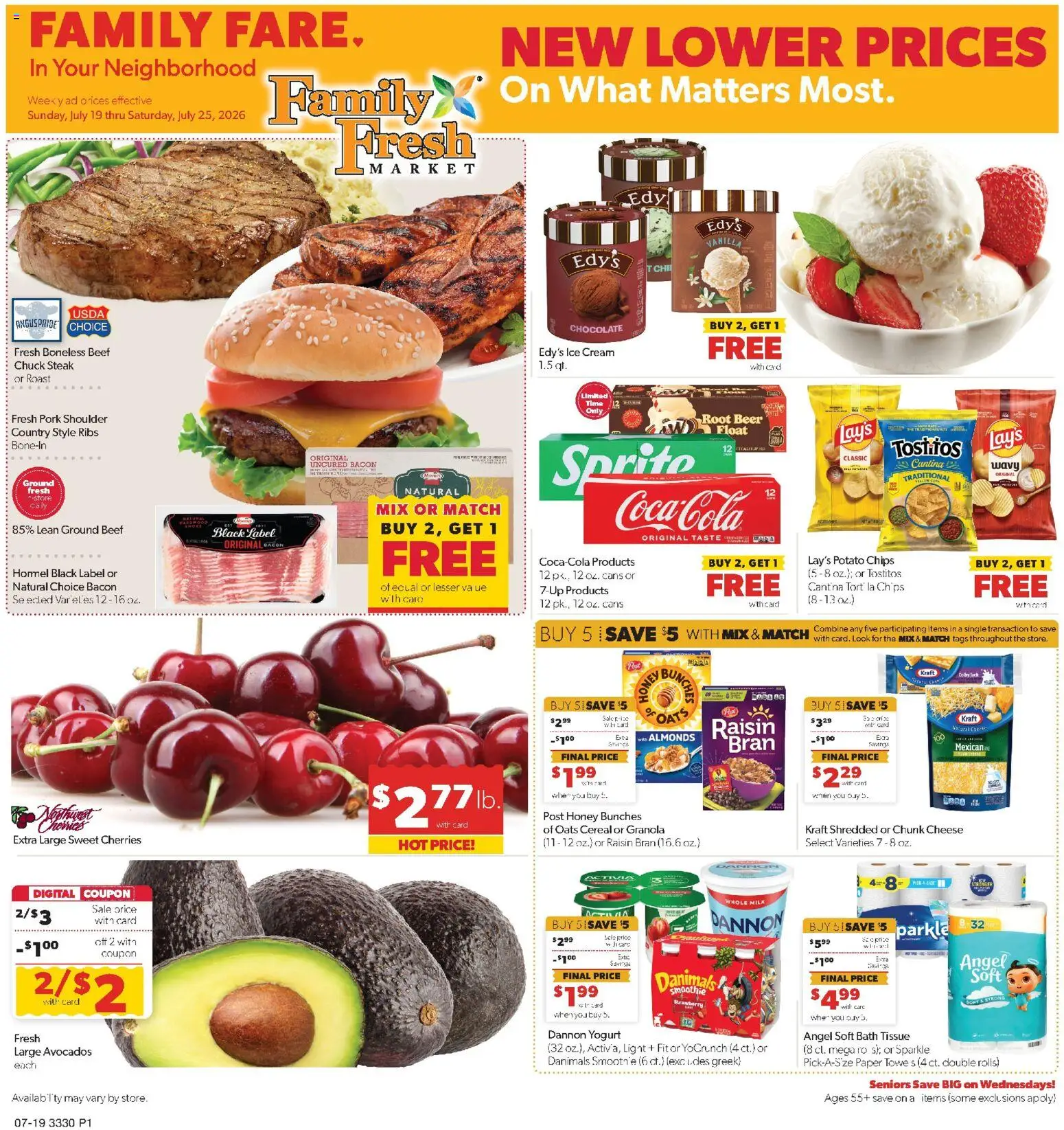 Family Fare Weekly Ad - MN - valid from 07/19/2026 | Page: 1 | Products: Bath, Milk, Cheese, Ice cream