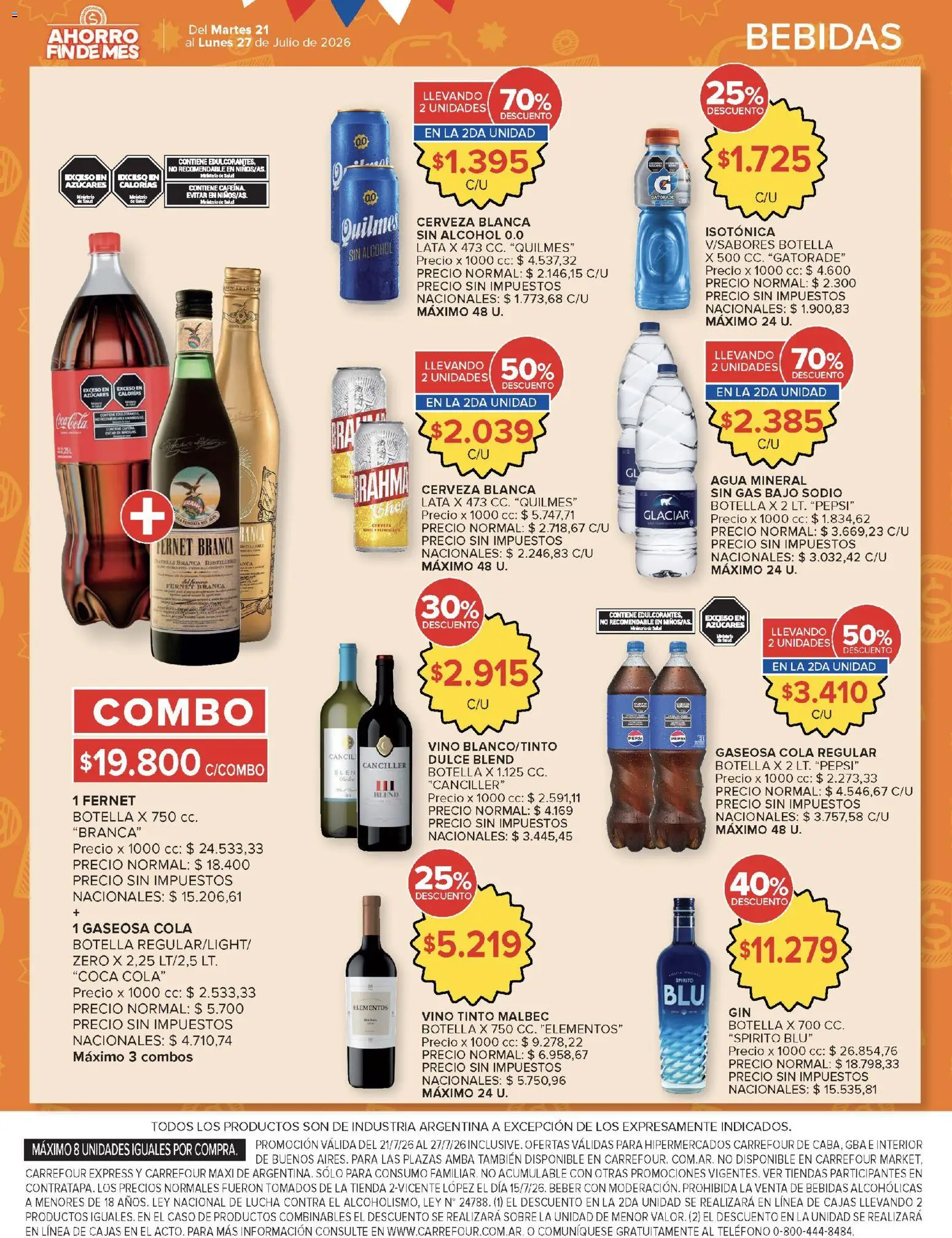Carrefour ofertas │ válido desde el 21/07/2026 | Página: 45 | Productos: Teléfono, Botella, Sobre, Gaseosa
