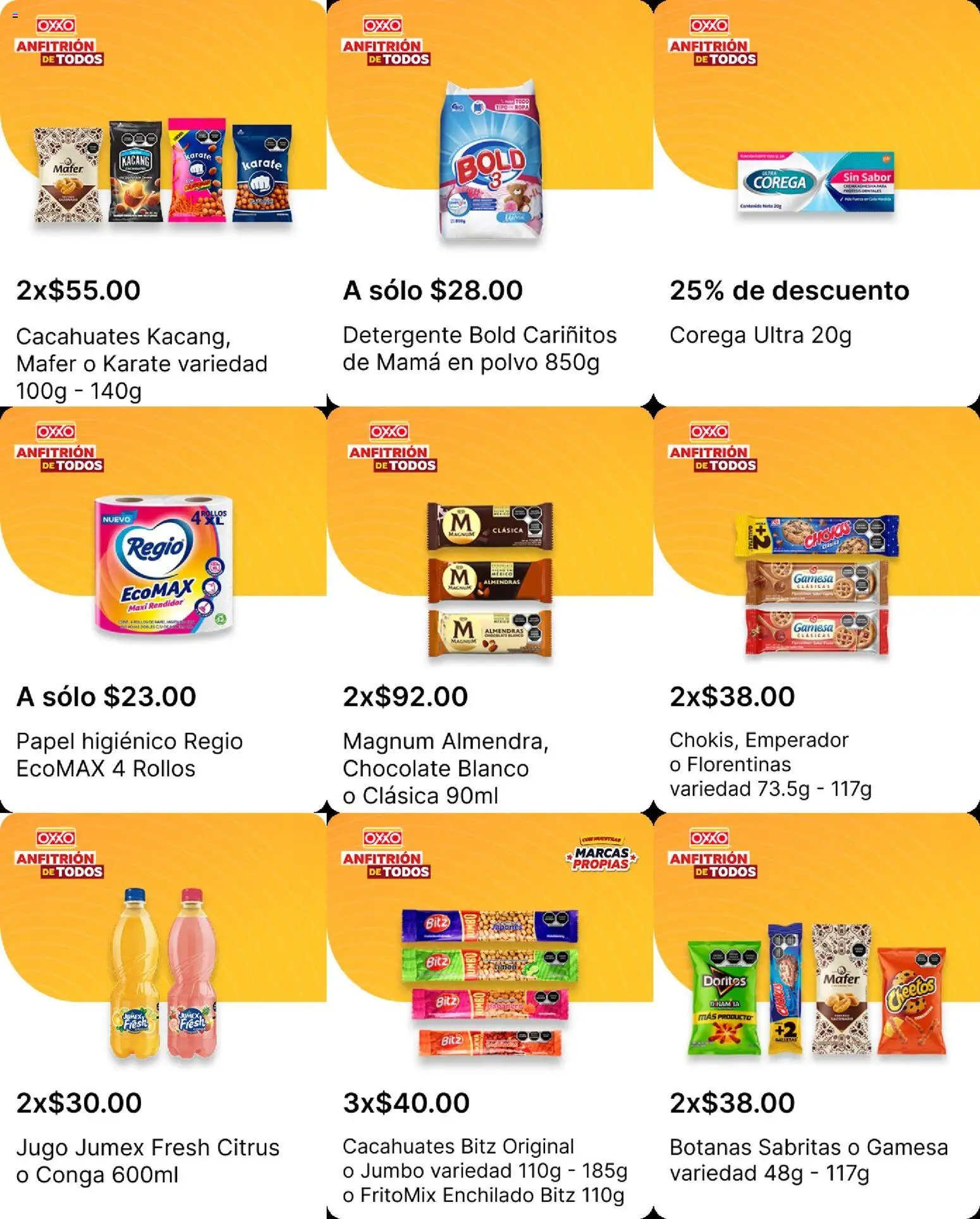 Nuevas ofertas de OXXO válidas en toda la República Mexicana desde el 25/06/2026. ¡Encuentra las mejores ofertas en OXXO folleto! | Página: 19 | Productos: Cacahuates, Jugo, Galletas, Ropa
