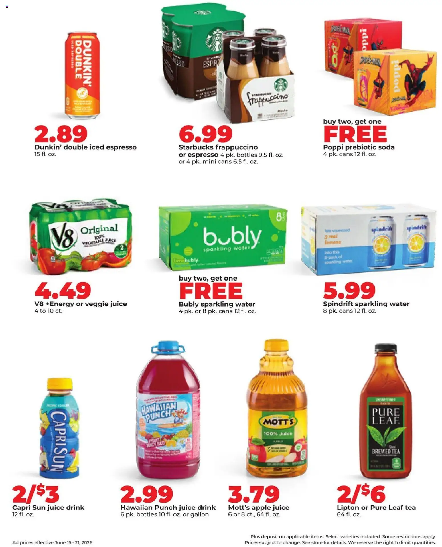 HyVee Weekly Ad - valid from 15.06.2026 | Page: 28 | Products: Juice, Tea, Water, Lime