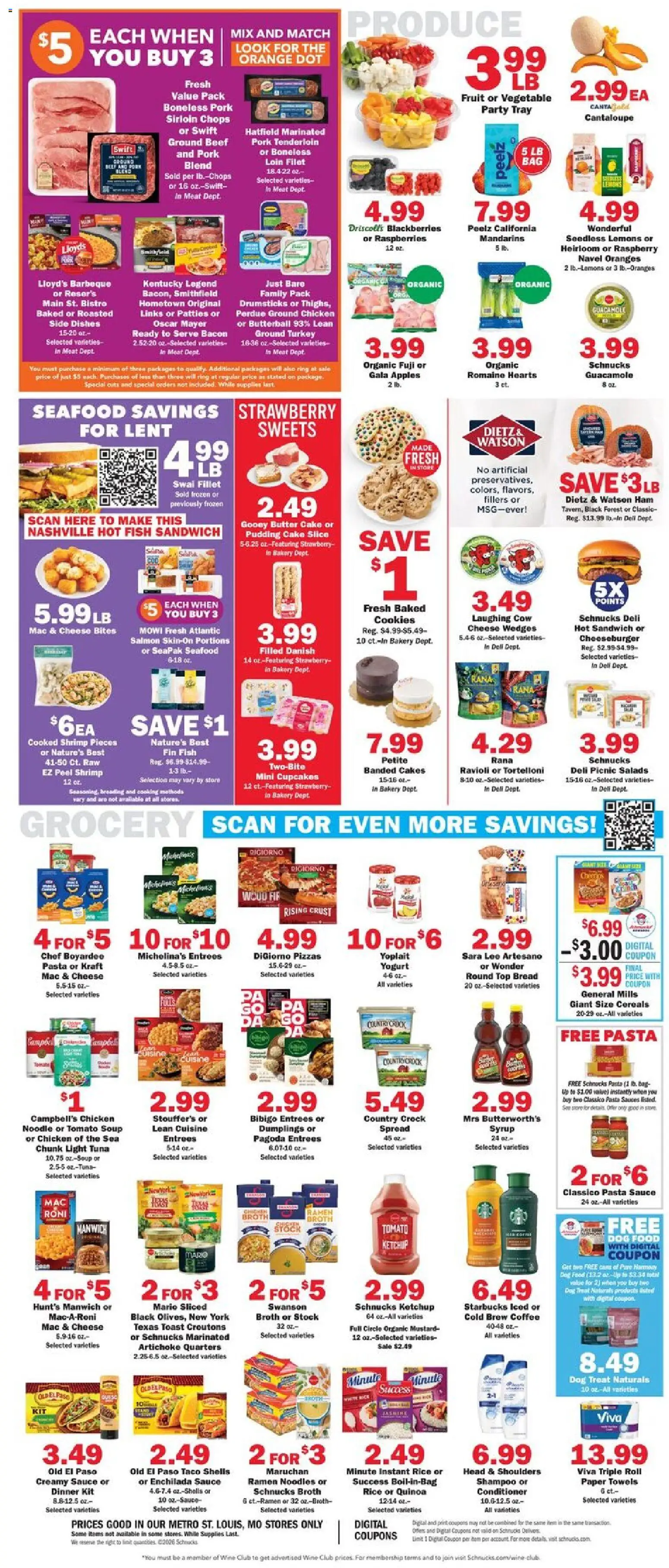 Schnucks Weekly Print Ad - MO - valid from 18.03.2026 | Page: 4 | Products: Fish, Pasta, Seafood, Bag