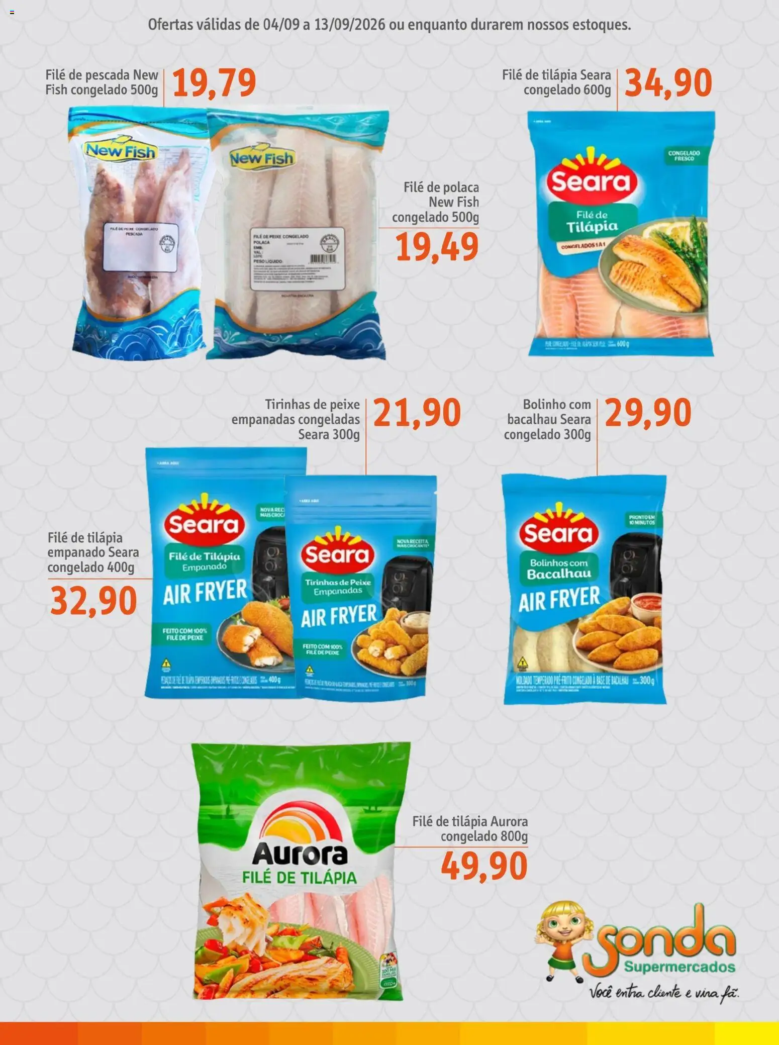 Sonda Folheto - válido de 04/09/2026 | Página: 3 | Produtos: Tilápia, Peixe, Base, Filé de tilápia