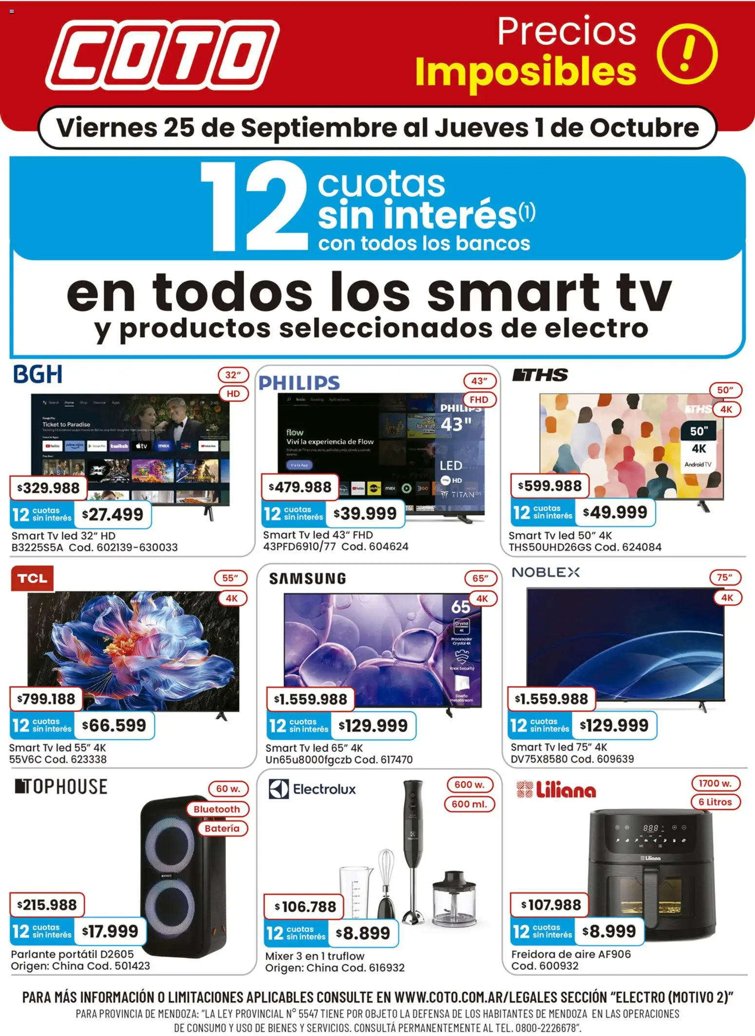 Coto ofertas │ válido desde el 25/09/2026 | Página: 1 | Productos: Top, Batería, Parlante, Freidora de aire