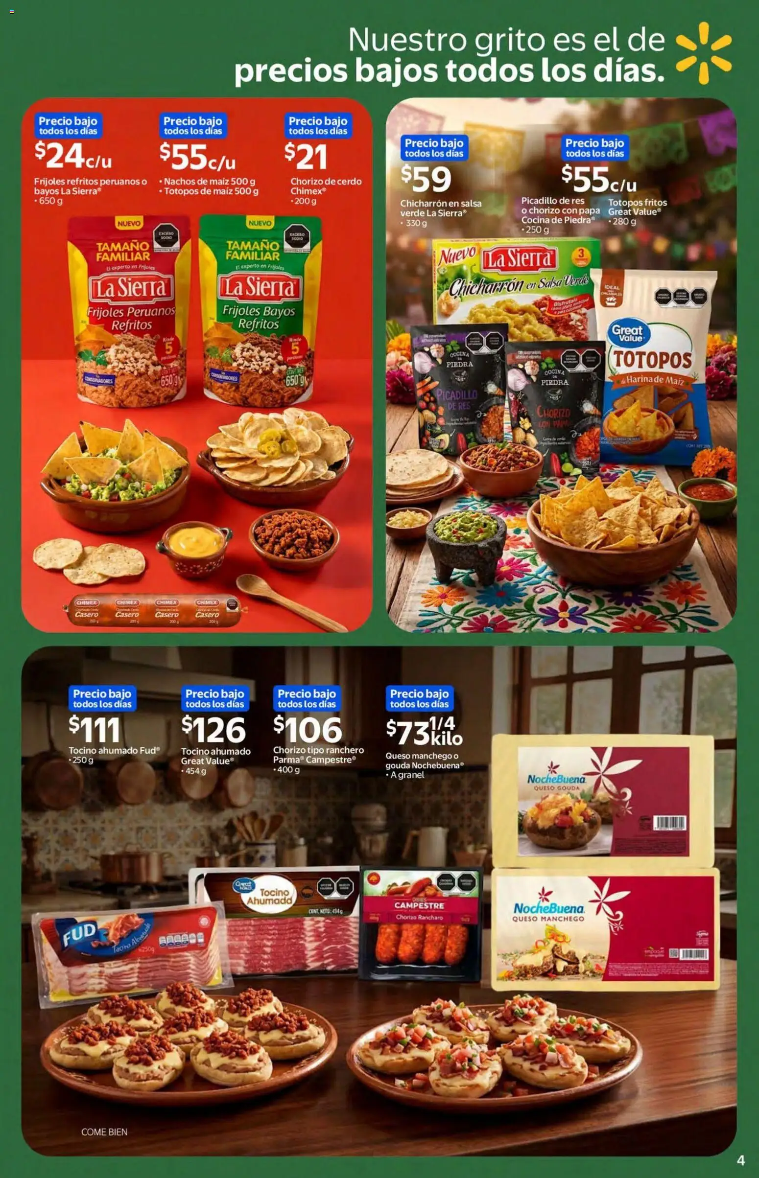Nuevas ofertas de Walmart válidas en toda la República Mexicana desde el 02/09/2026. ¡Encuentra las mejores ofertas en Walmart folleto Celebra el orgullo mexicano con todo lo que nos une! | Página: 4 | Productos: Frijoles, Chorizo, Cocina, Totopos