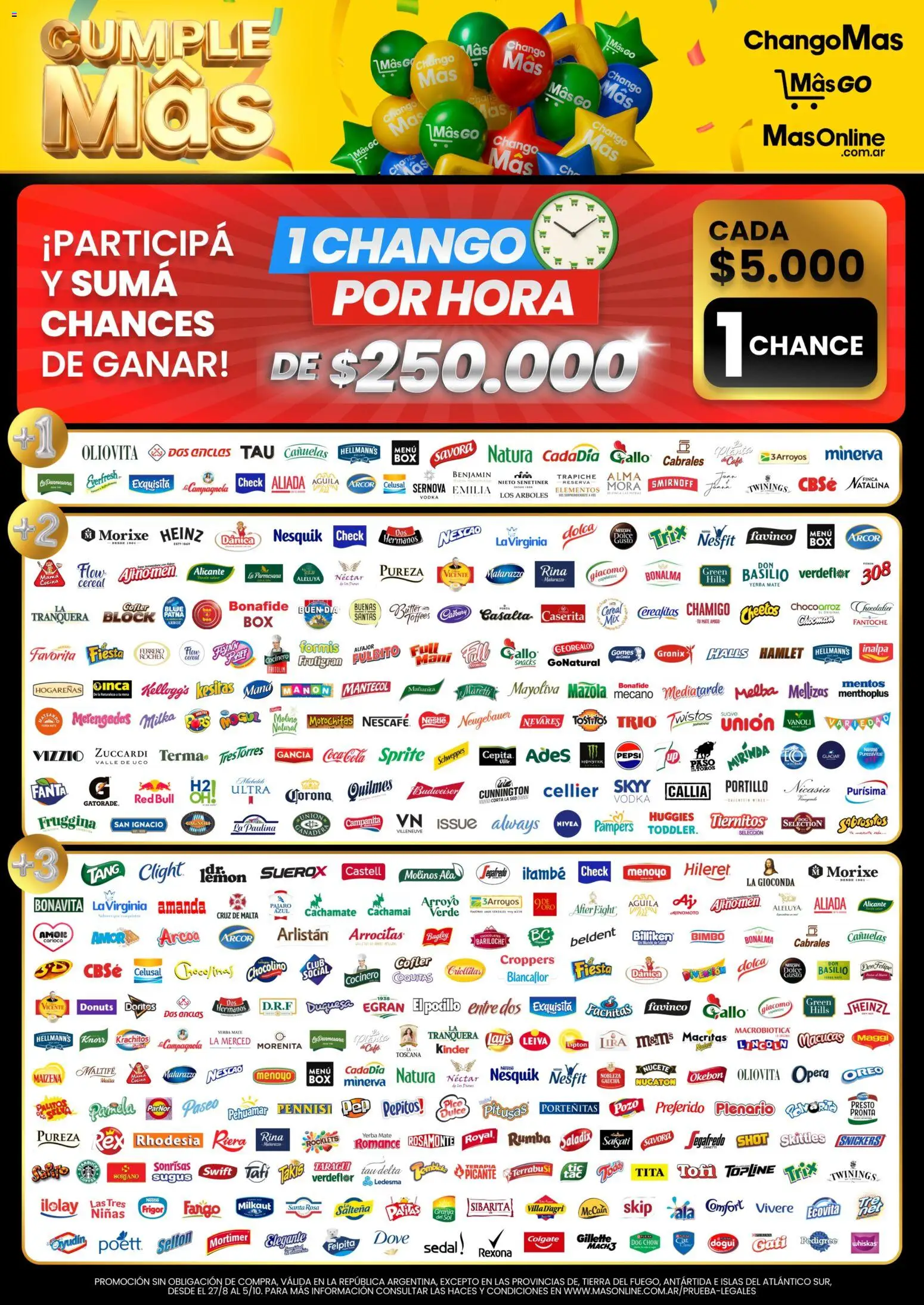 Changomas - Marcas participantes │ válido desde el 01/09/2026 | Página: 1 | Productos: Red Bull, Sprite, Snickers, Planta