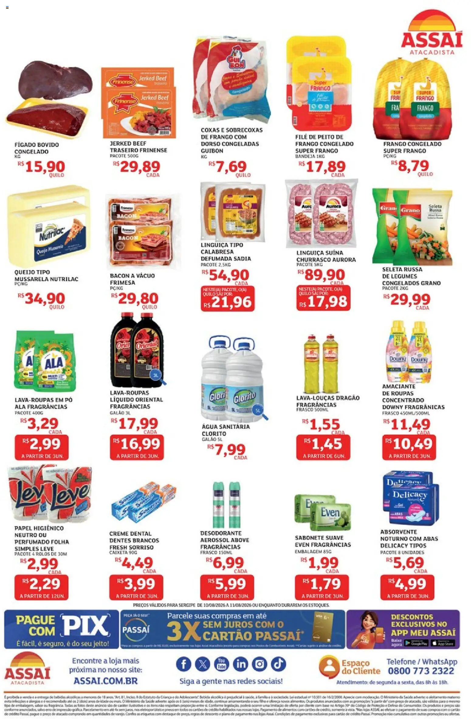 Assaí Atacadista Folheto - válido de 10/08/2026 | Página: 2 | Produtos: Queijo, Telefone, Creme dental, Papel higiênico