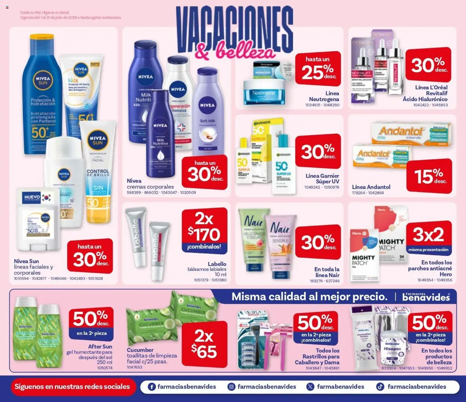 Nuevas ofertas de Farmacia Benavides válidas en toda la República Mexicana desde el 01/07/2026. ¡Encuentra las mejores ofertas en Farmacia Benavides catálogo! | Página: 19