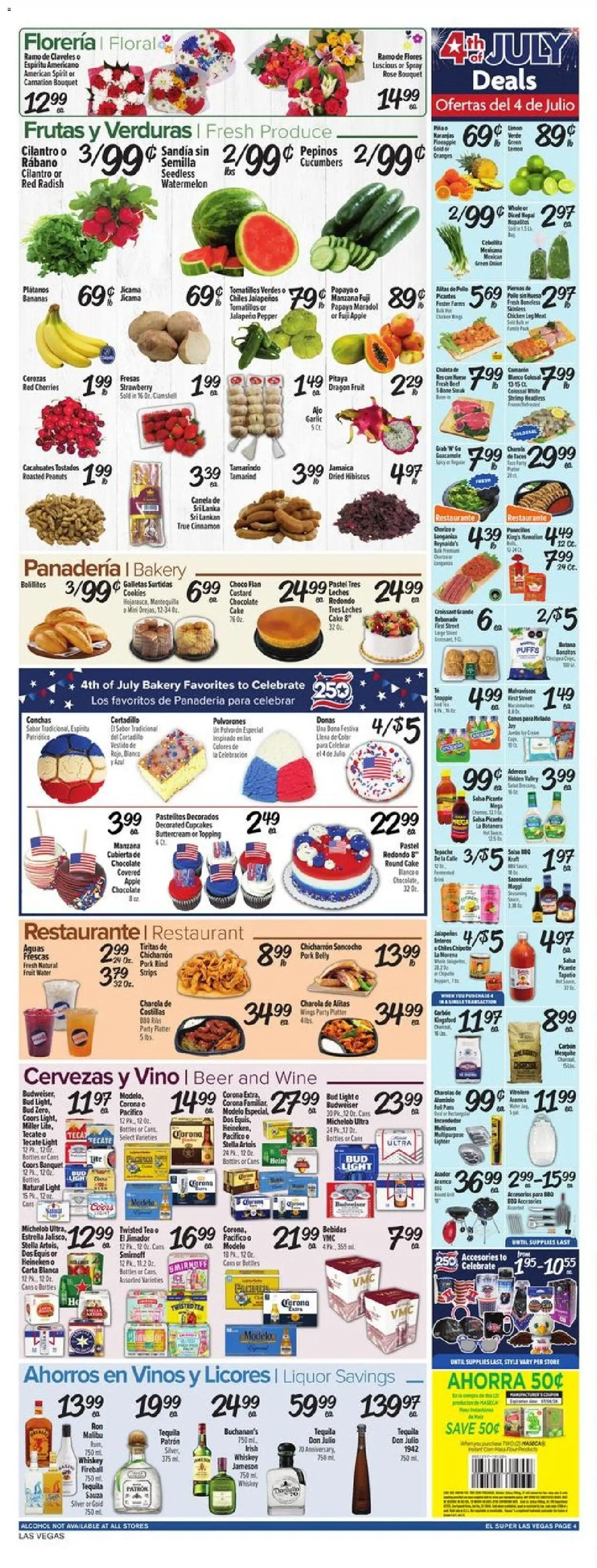 El Super Weekly Ad - NV - valid from 07/01/2026 | Page: 4 | Products: Wine, Cucumbers, Water, Watermelon