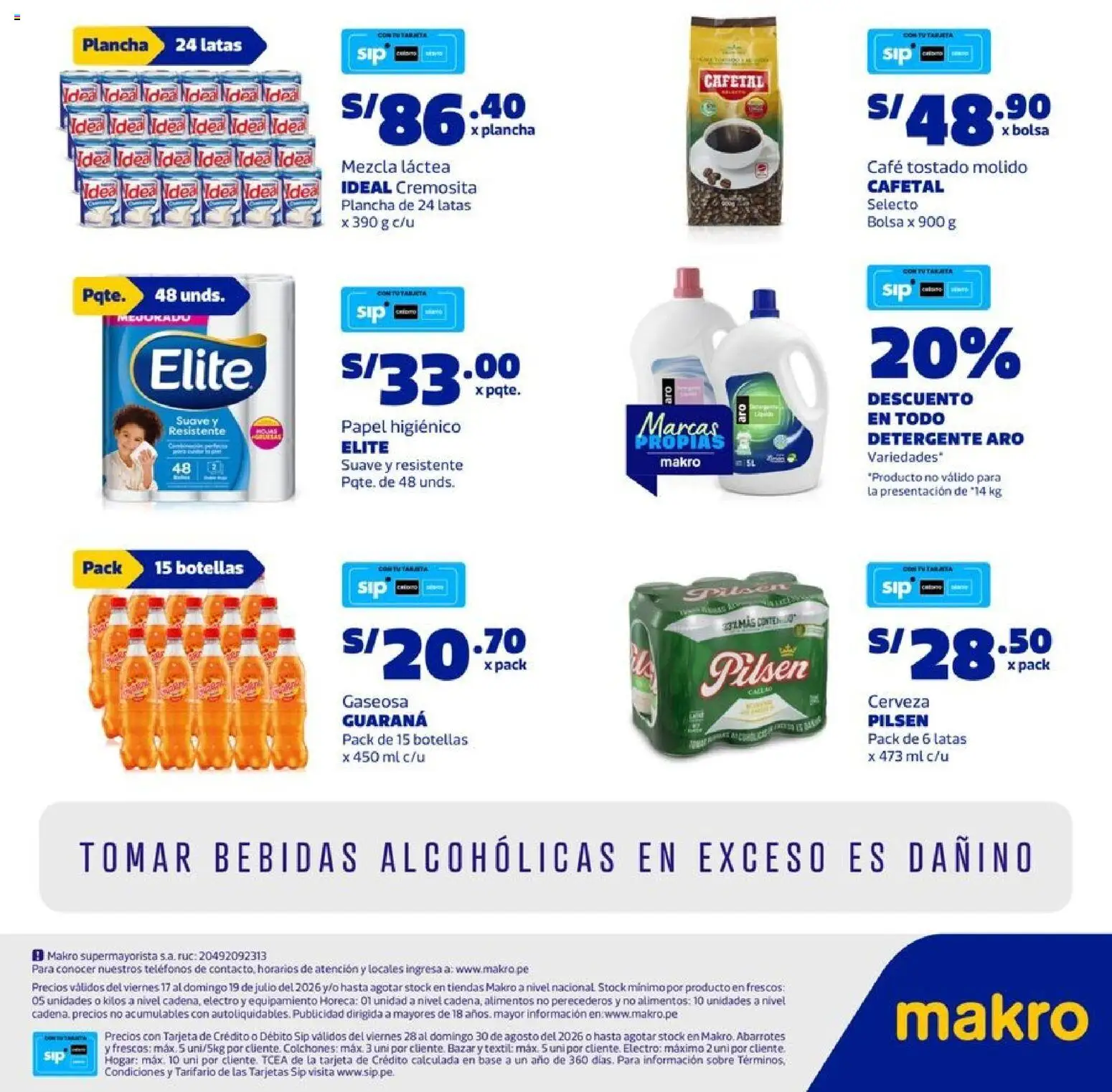 Catálogo Makro válido desde 28/08/2026 | Página: 2 | Productos: Papel higiénico, Plancha, Café, Cerveza