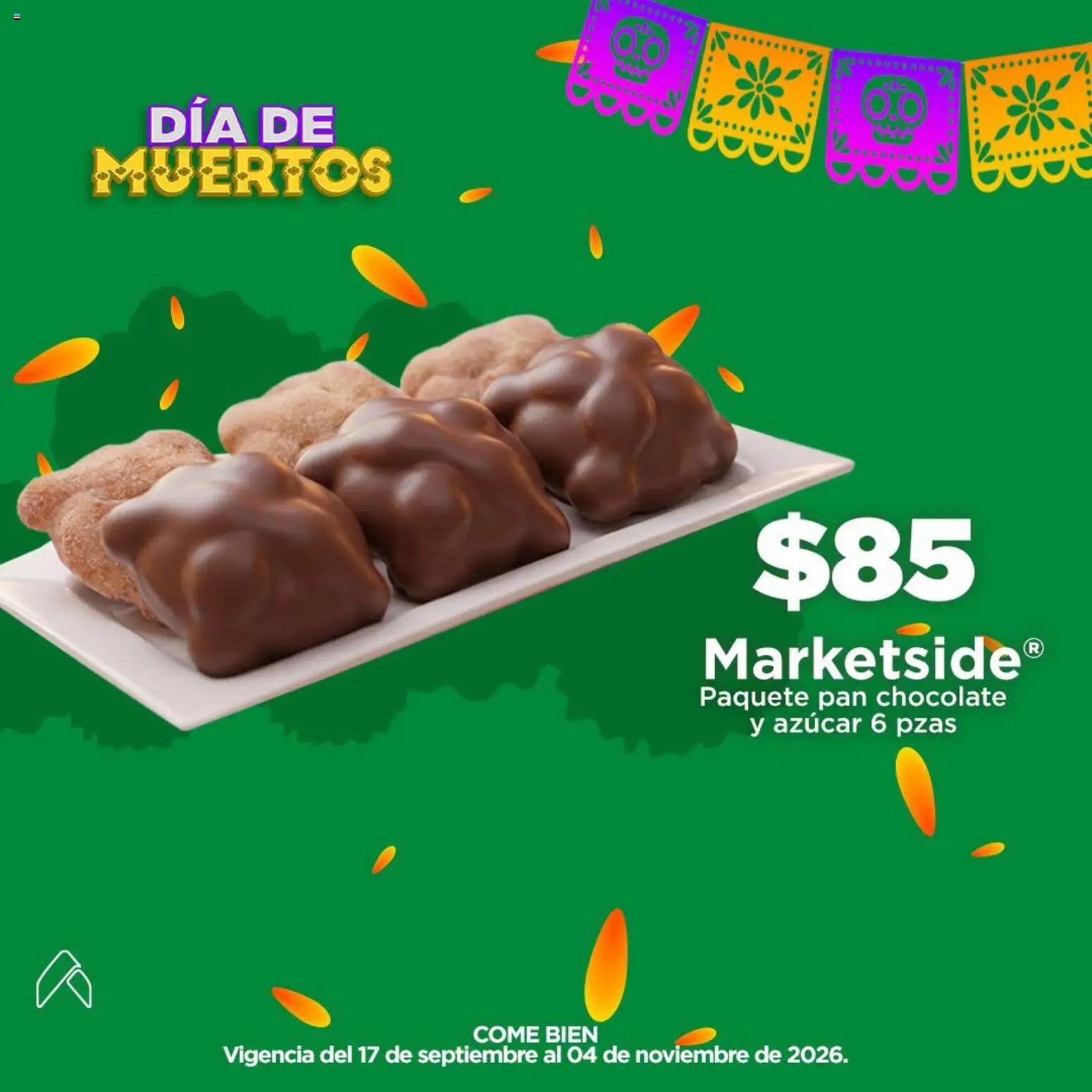Nuevas ofertas de Bodega Aurrerá válidas en toda la República Mexicana desde el 17/09/2026. ¡Encuentra las mejores ofertas en Bodega Aurrerá folleto Día de Muertos todo para una ofrenda especial! | Página: 4 | Productos: Azúcar, Pan, Chocolate