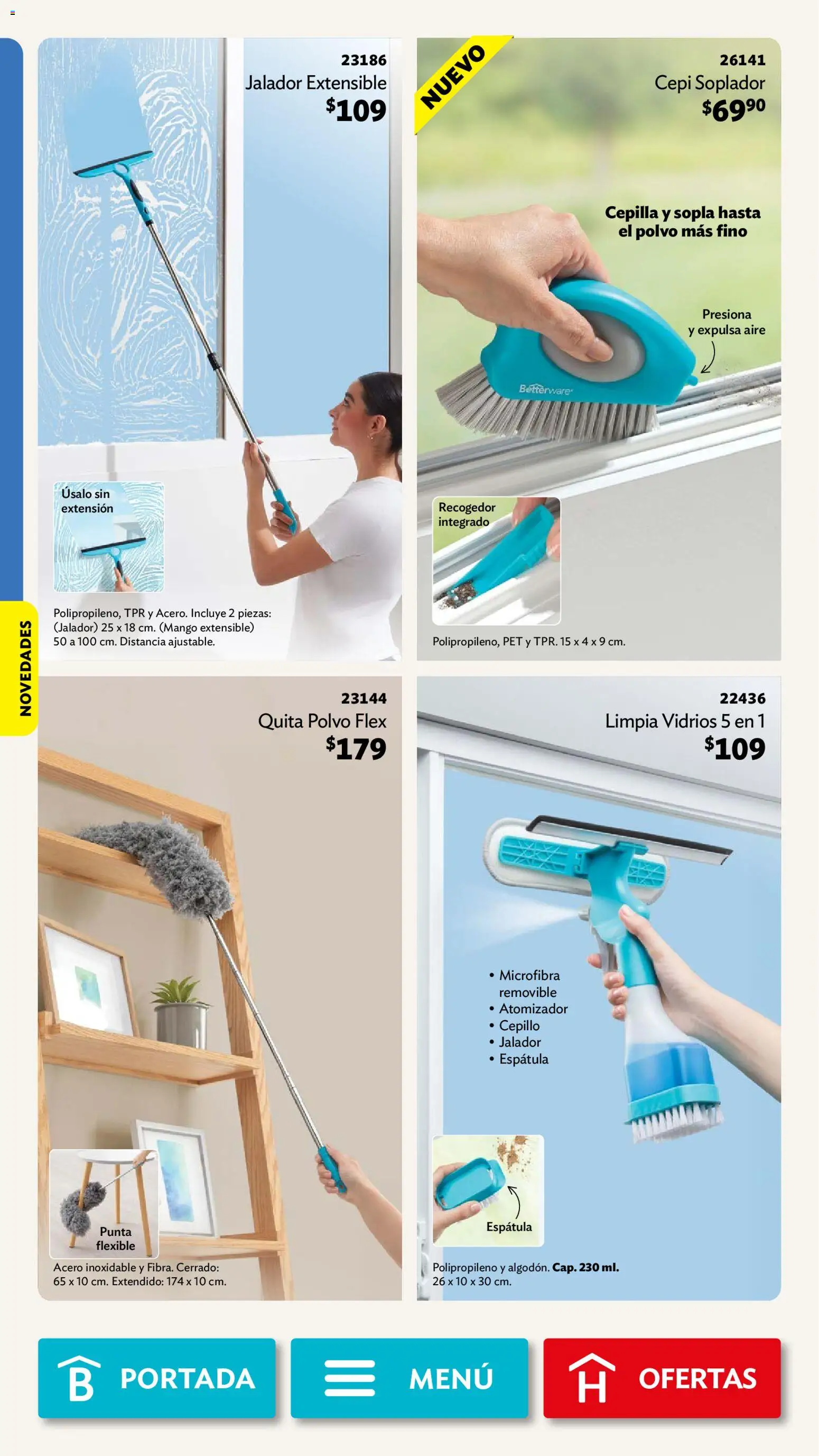 Nuevas ofertas de Betterware válidas en toda la República Mexicana desde el 31/08/2026. ¡Encuentra las mejores ofertas en Betterware campaña 9 2026! | Página: 90 | Productos: Espátula, Cepillo, Flexible, Polvo