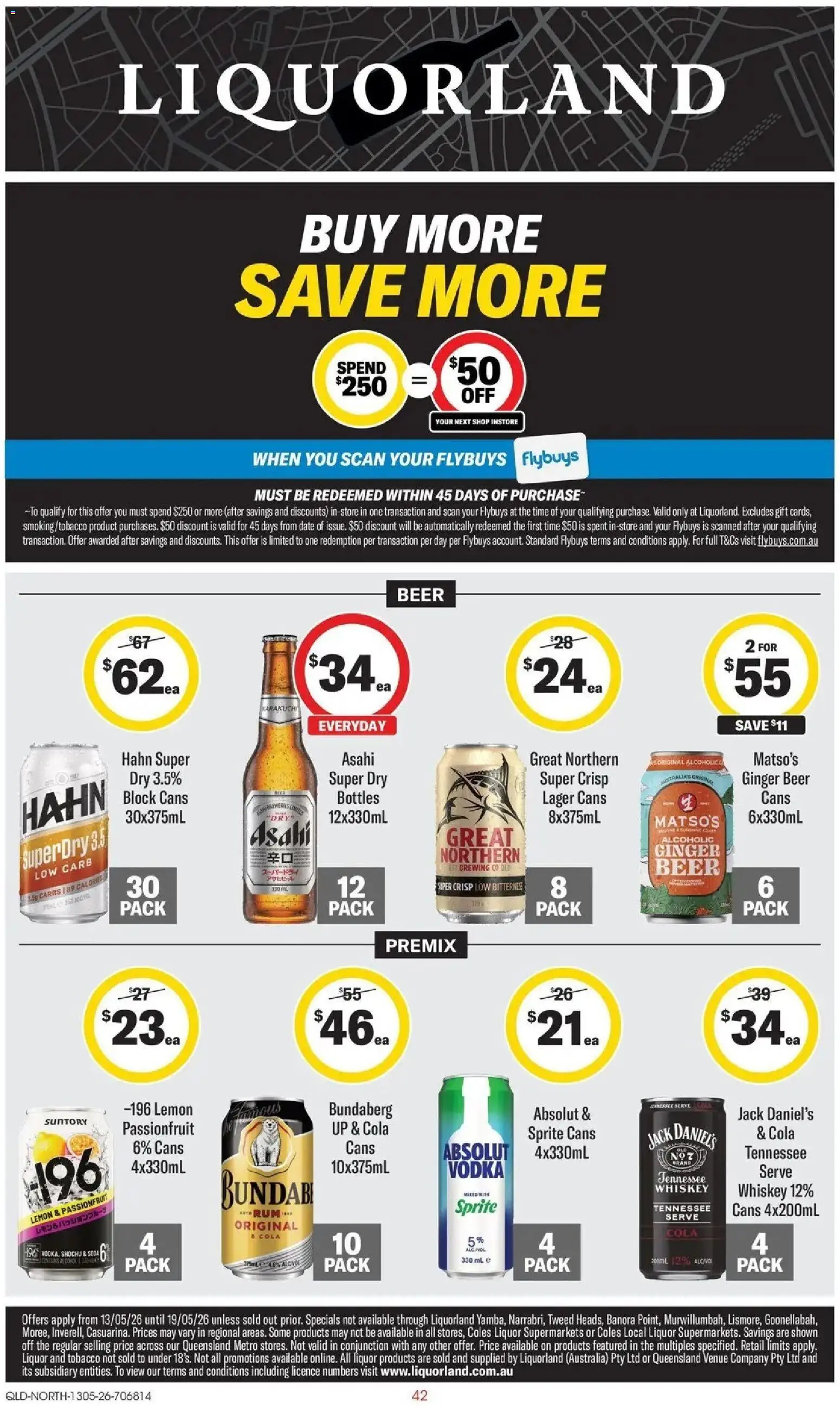 Coles catalogue - valid from 13.05.2026 | Page: 42 | Products: Beer, Passionfruit, Vodka, Date