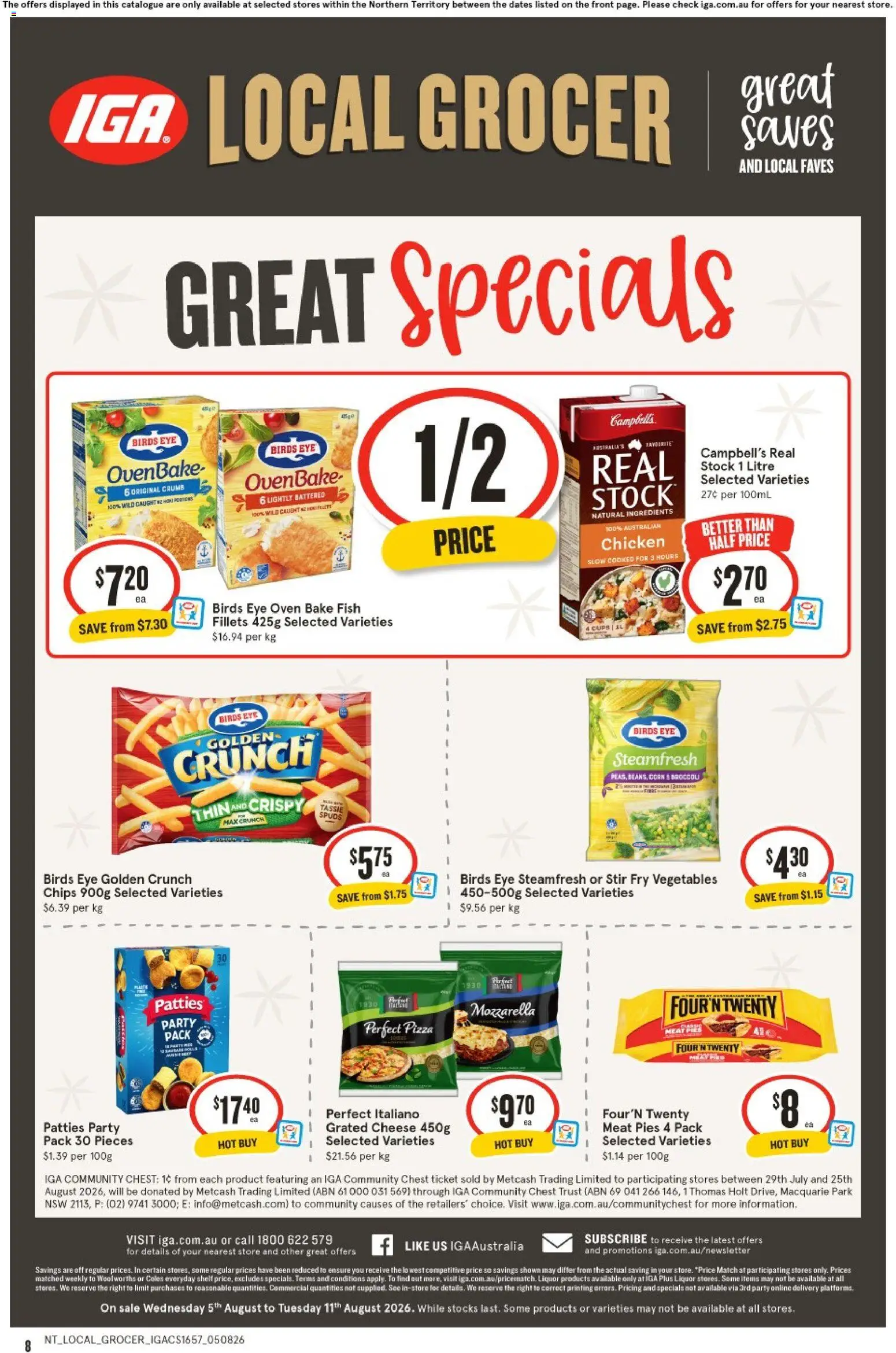 IGA catalogue - valid from 05/08/2026 | Page: 2 | Products: Cheese, Chicken, Meat, Pies