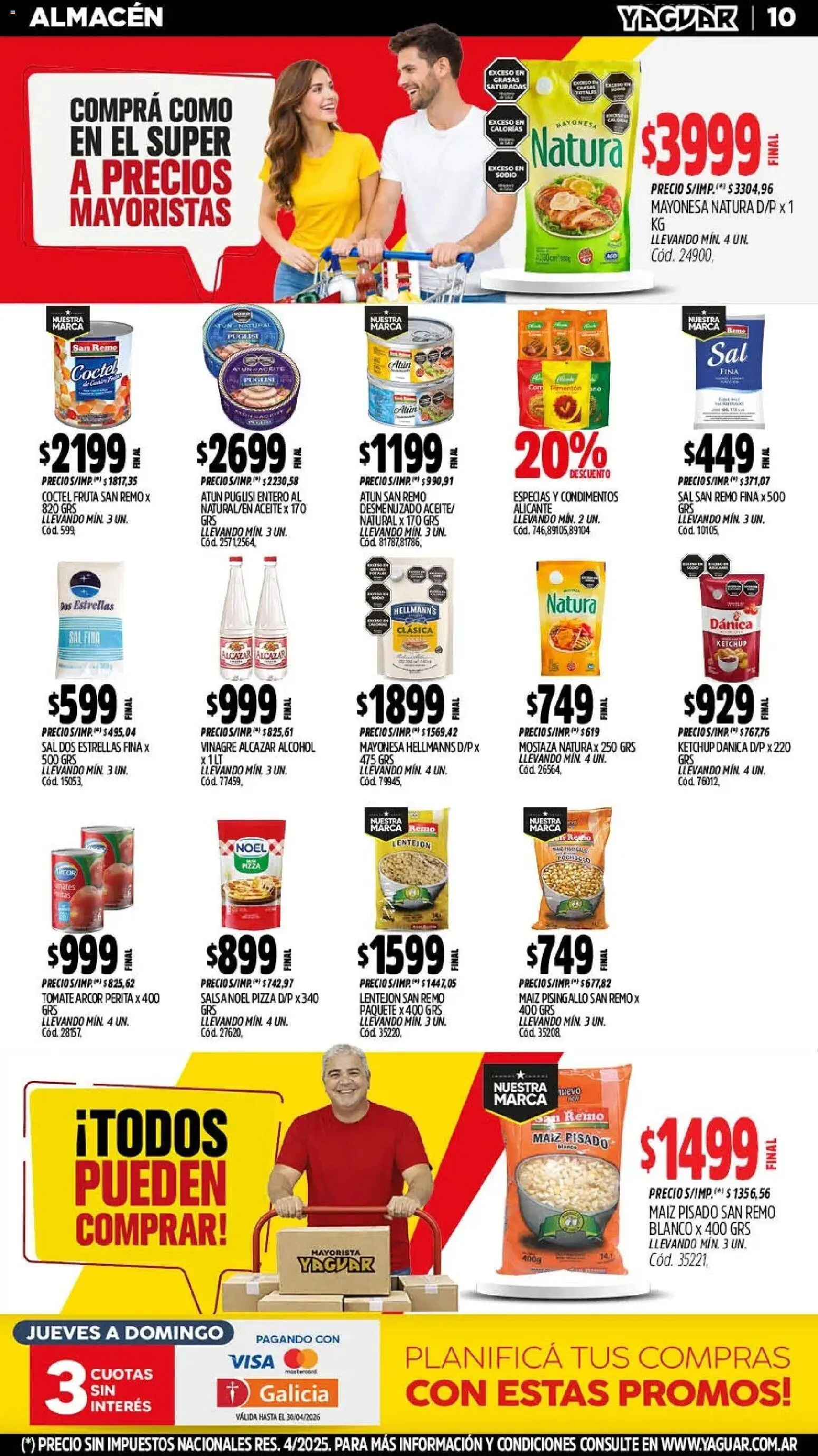 Yaguar - Oferta Semanal Chaco │ válido desde el 11.05.2026 | Página: 10 | Productos: Vinagre, Mayonesa, Sal, Tomate