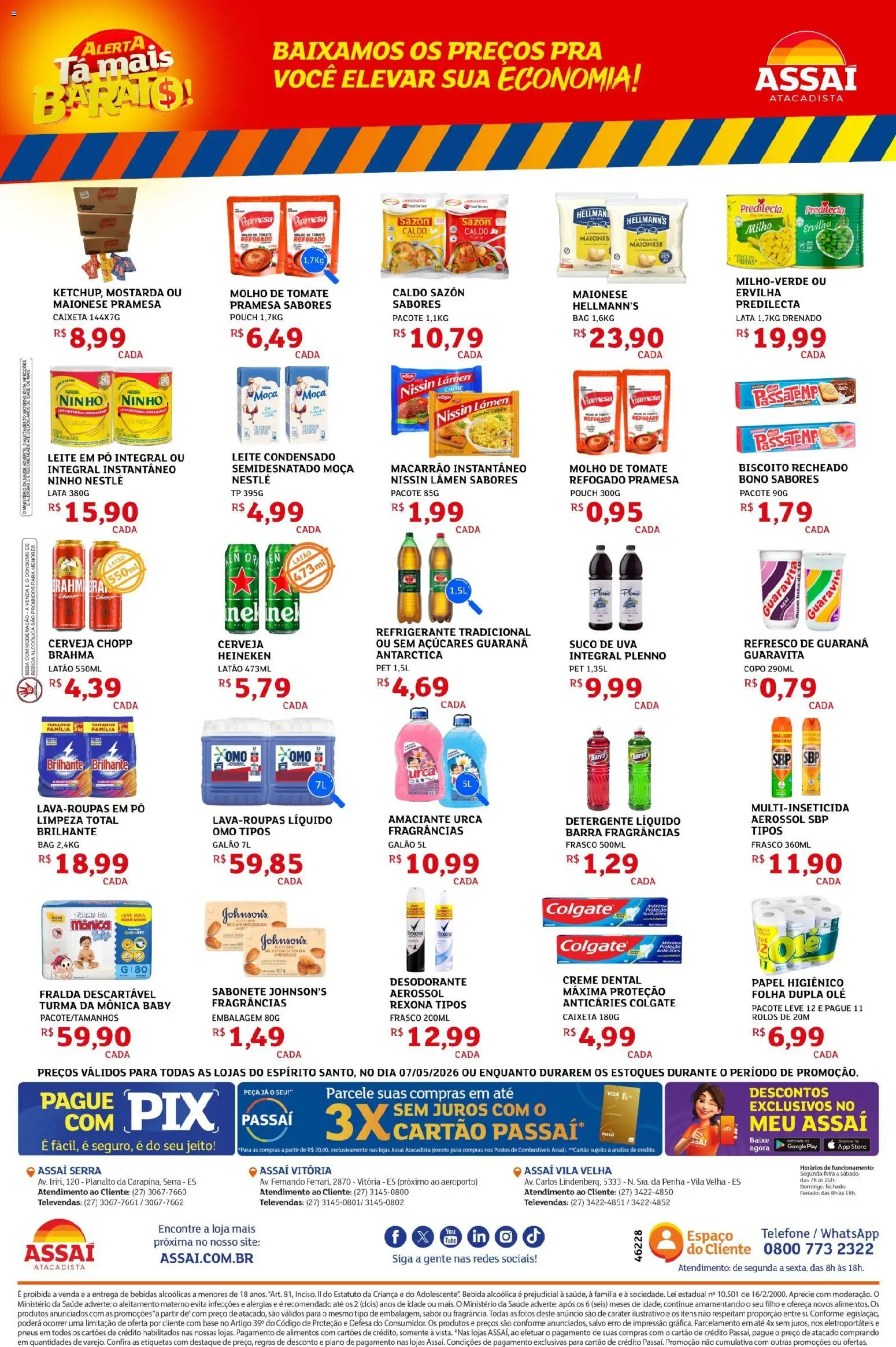 Assaí Atacadista Folheto - válido de 07.05.2026 | Página: 2 | Produtos: Guaraná, Detergente, Macarrão instantâneo, Amaciante