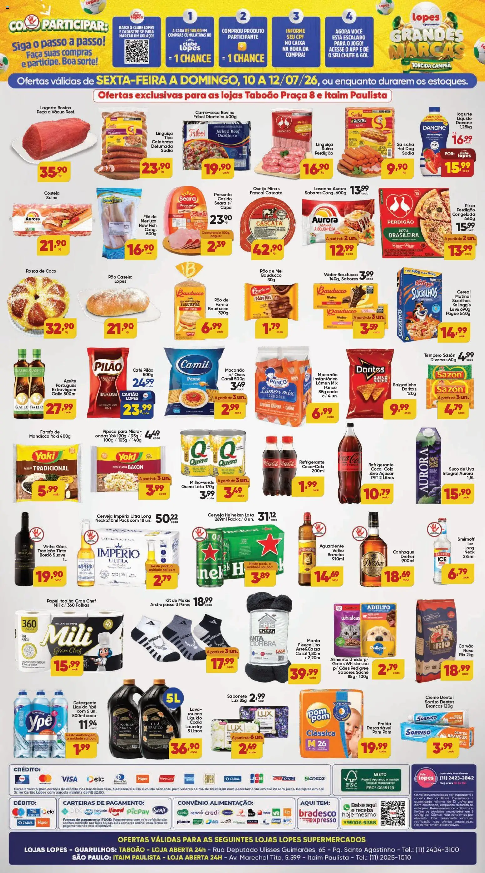Lopes Supermercados Folheto - válido de 10/07/2026 | Página: 2 | Produtos: Conhaque, Carne, Heineken, Creme