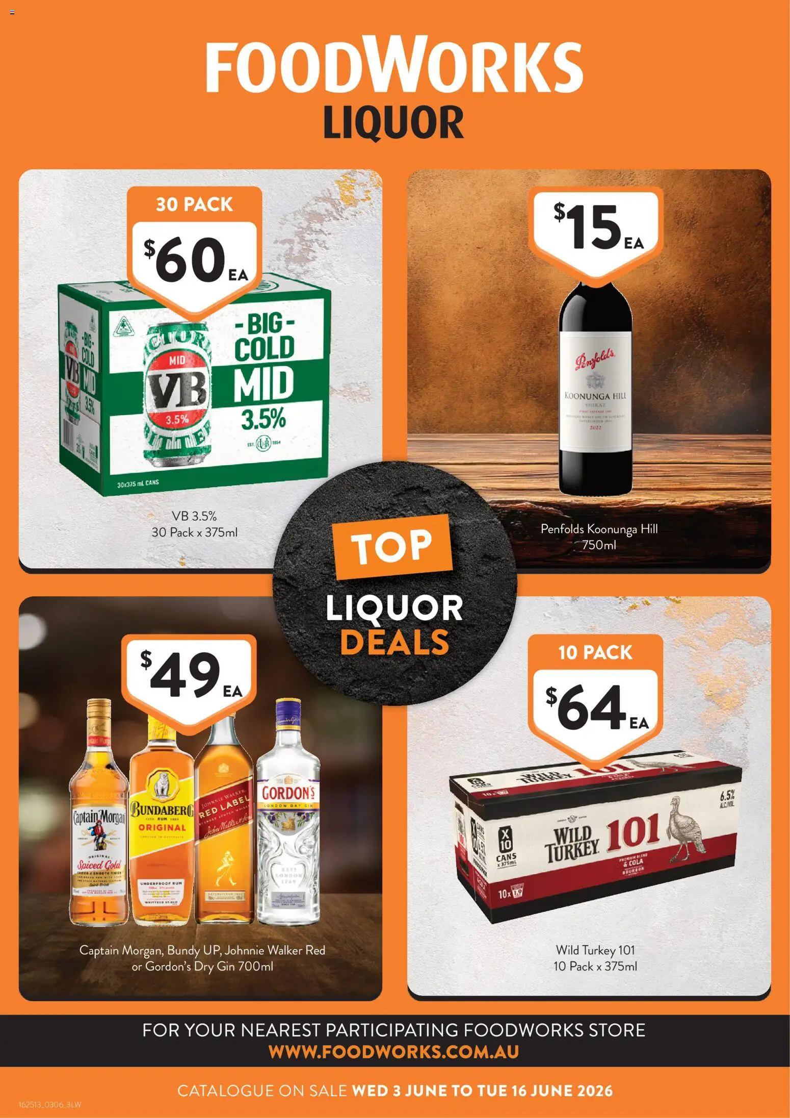 Foodworks catalogue - valid from 03.06.2026 | Page: 1 | Products: Bourbon, Gin, Rum, Turkey