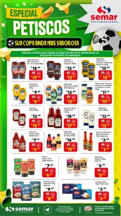Semar Supermercado ofertas Petiscos - Pré-Visualização do folheto da loja Semar Supermercado, válido de 09.06.2026 | Página: 2 | Produtos: Cebola, Pimenta, Ketchup, Maionese