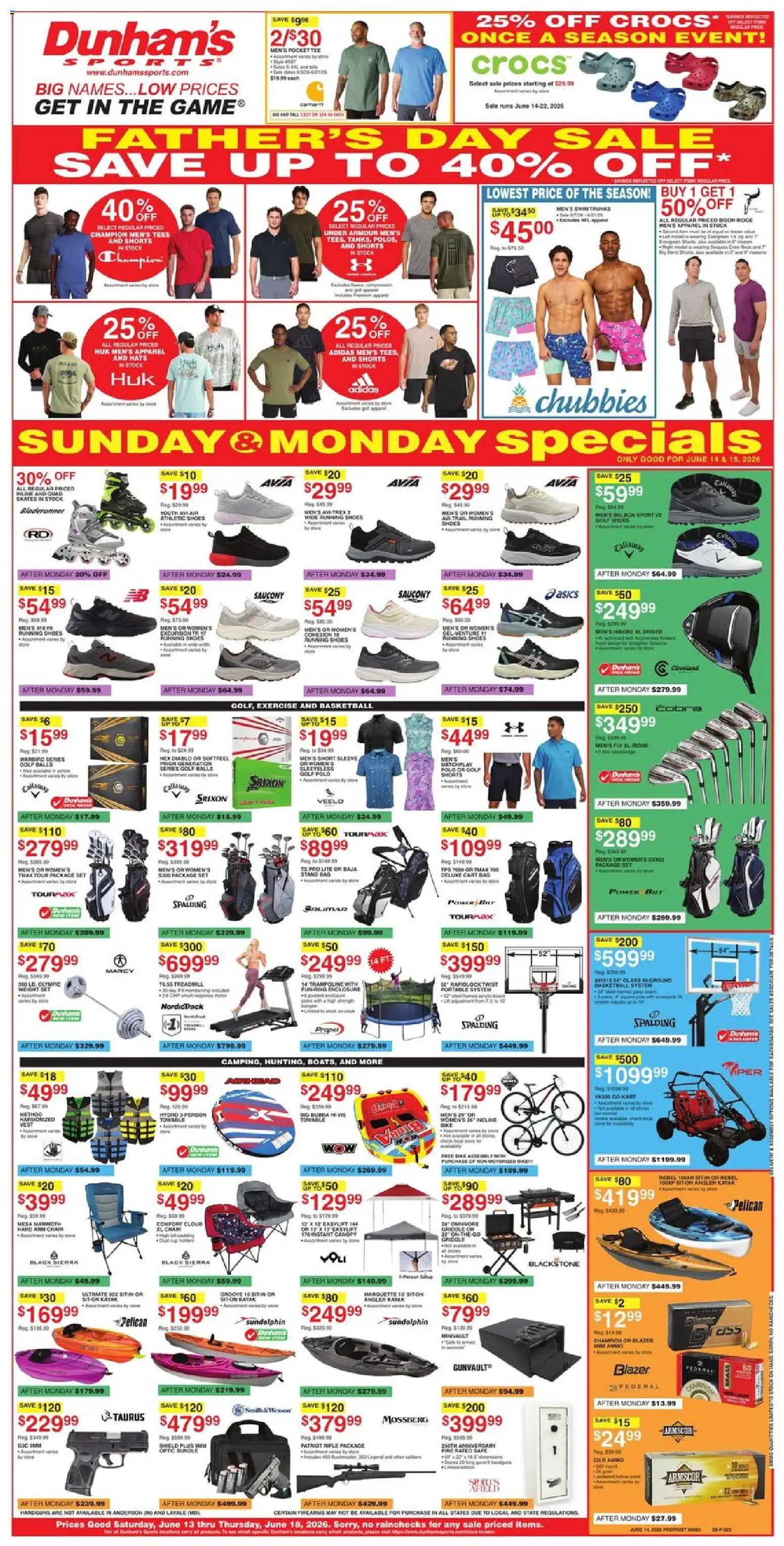 Dunham's Sports Weekly Ad - valid from 13.06.2026 | Page: 1 | Products: Chair, Shorts, Ammo, Weight