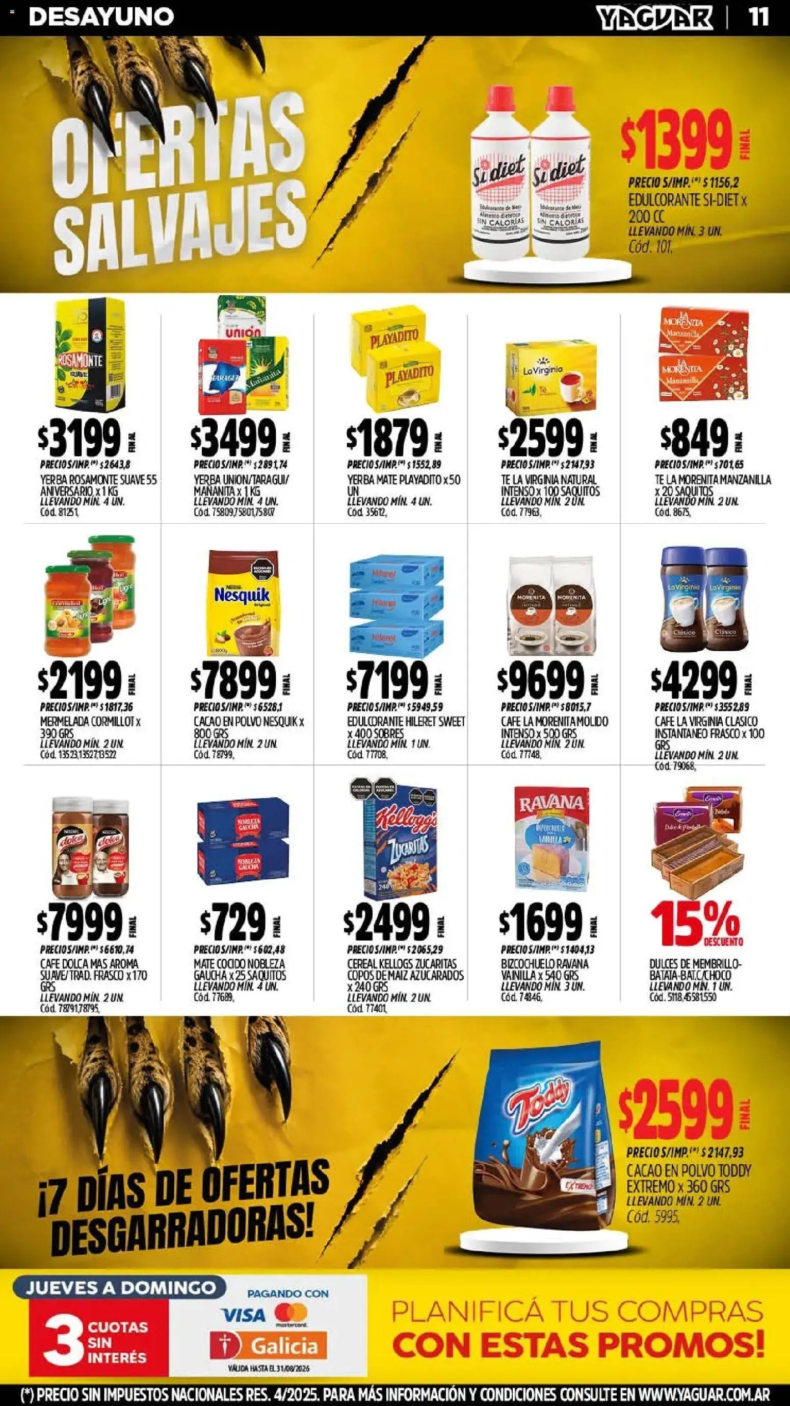 Yaguar - Oferta Semanal Trelew │ válido desde el 10/08/2026 | Página: 12 | Productos: Mate, Edulcorante, Dulces, Mermelada