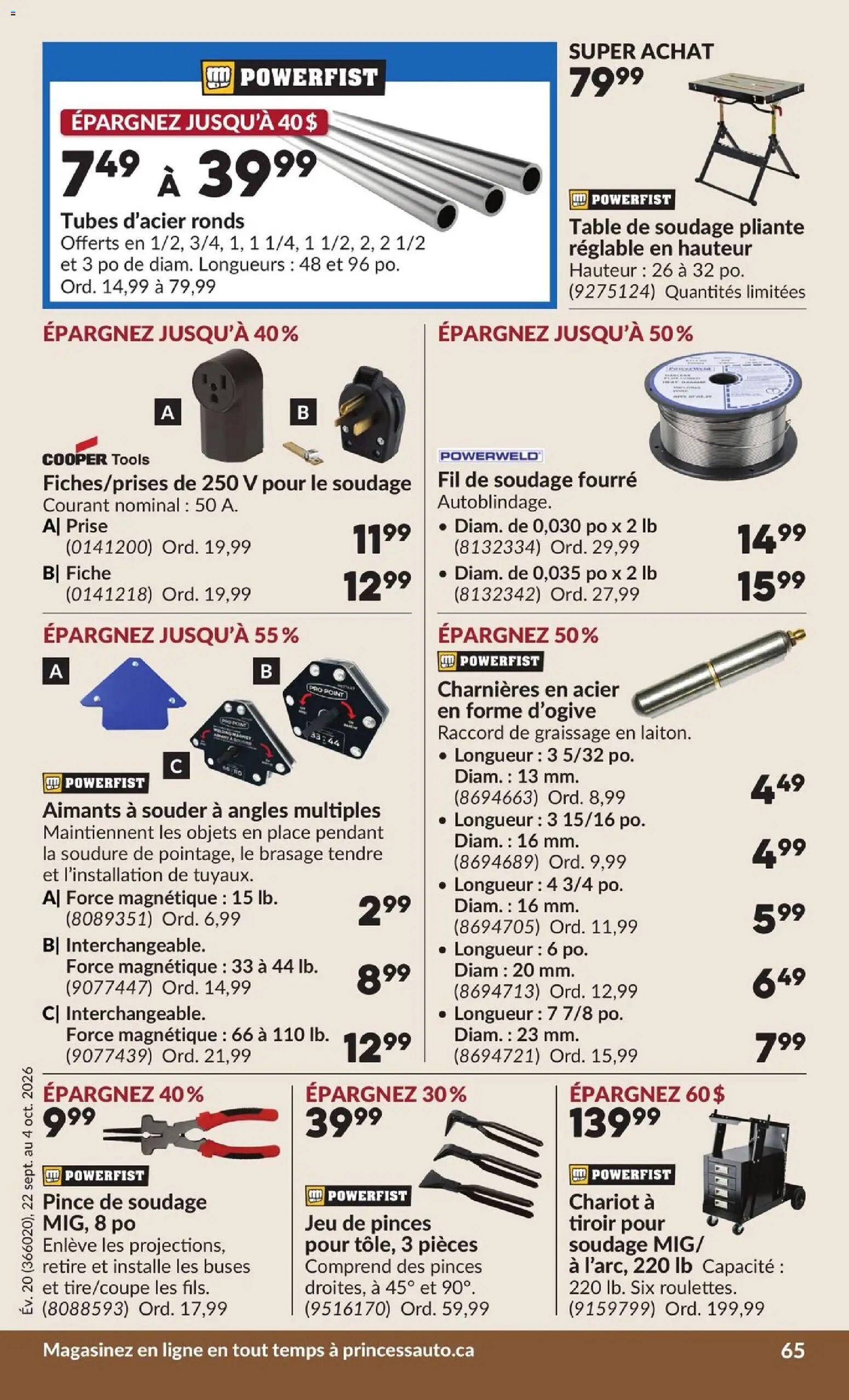 Princess Auto flyer valid from Sep 22, 2026 | Page: 70 | Products: Tubes, Tools, Table
