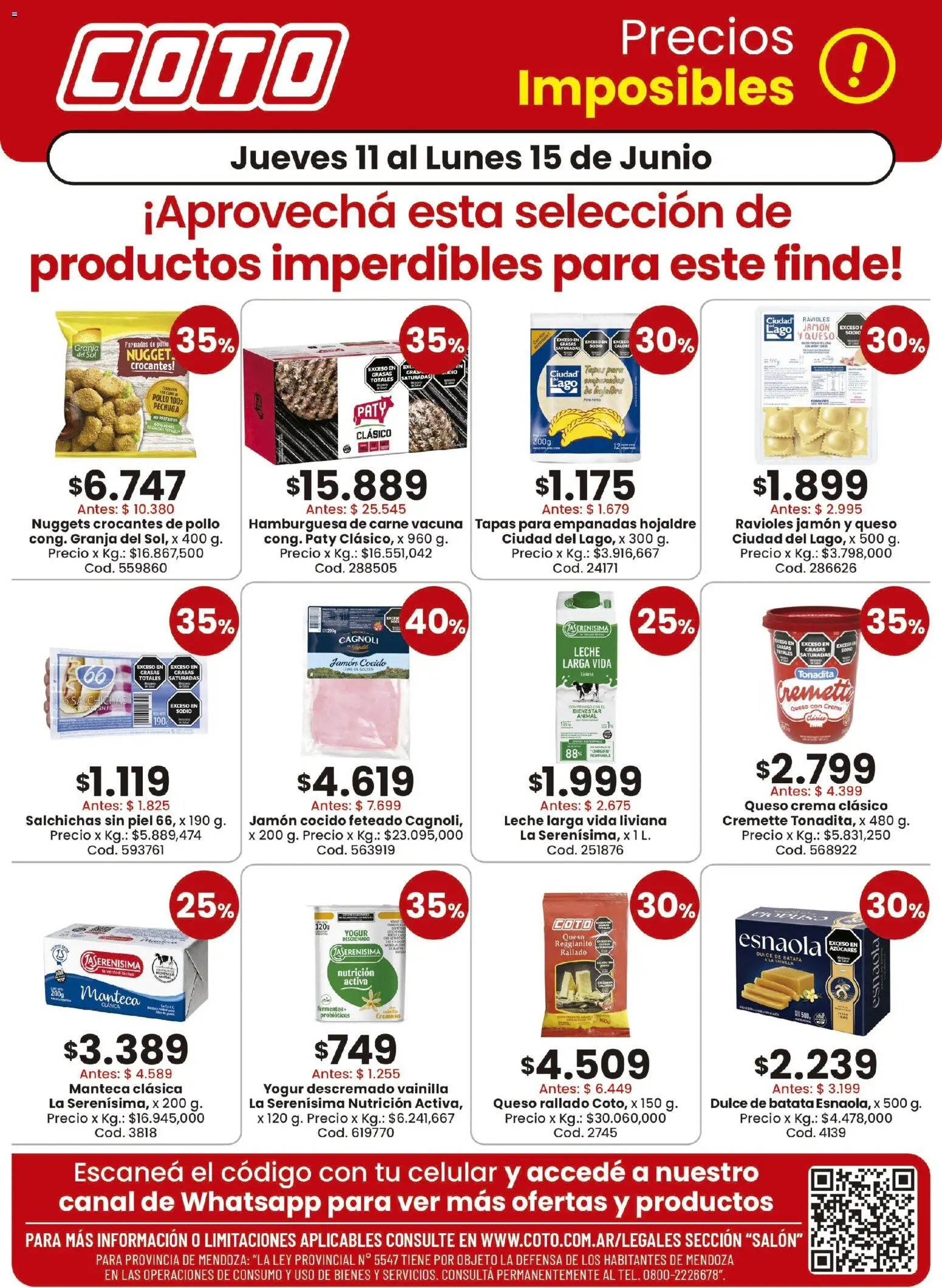 Coto - Salon Productos Motivo A │ válido desde el 11.06.2026 | Página: 1 | Productos: Queso, Ravioles, Té, Crema