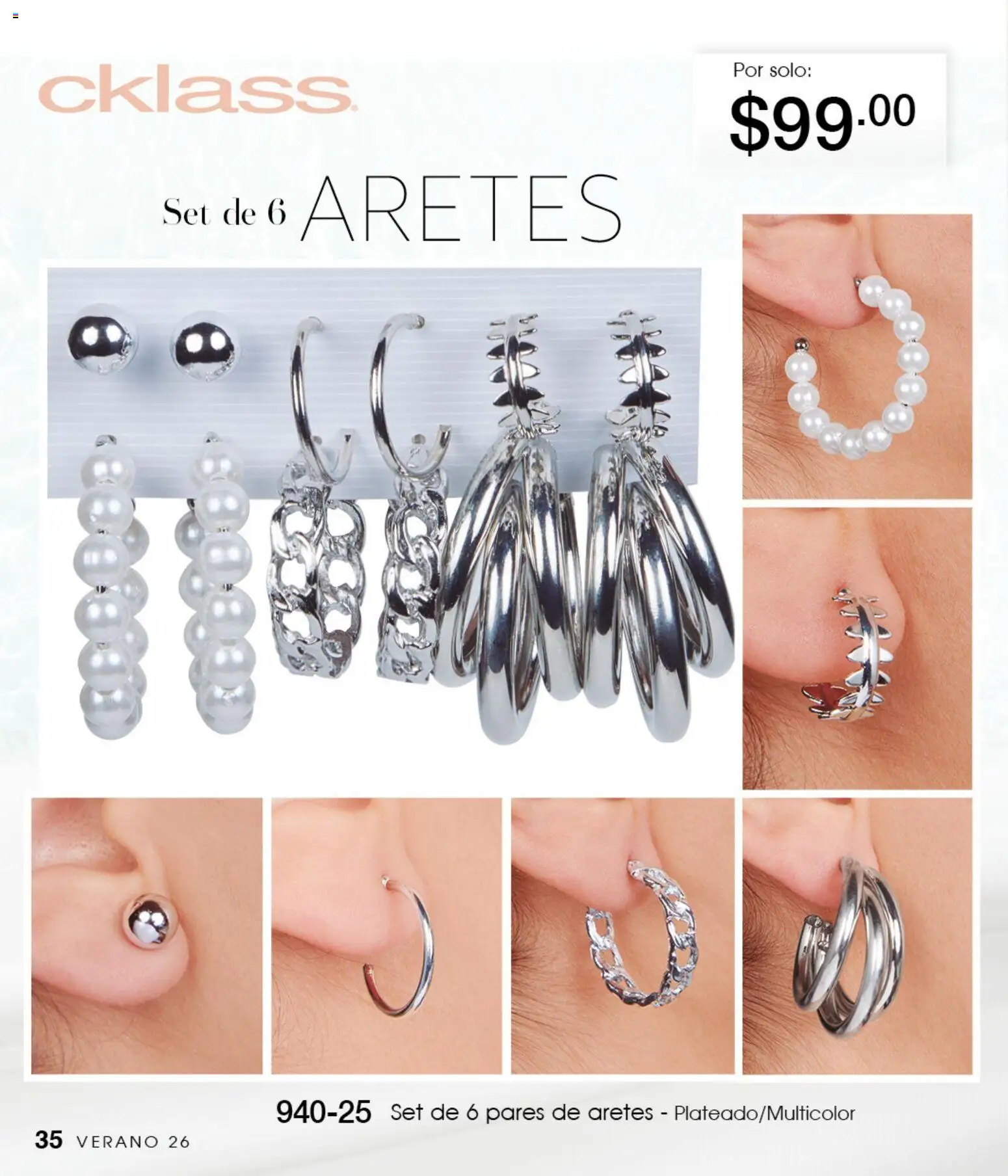 Nuevas ofertas de Cklass válidas en toda la República Mexicana desde el 05.03.2026. ¡Encuentra las mejores ofertas en Cklass catálogo Verano WE! | Página: 37 | Productos: Aretes