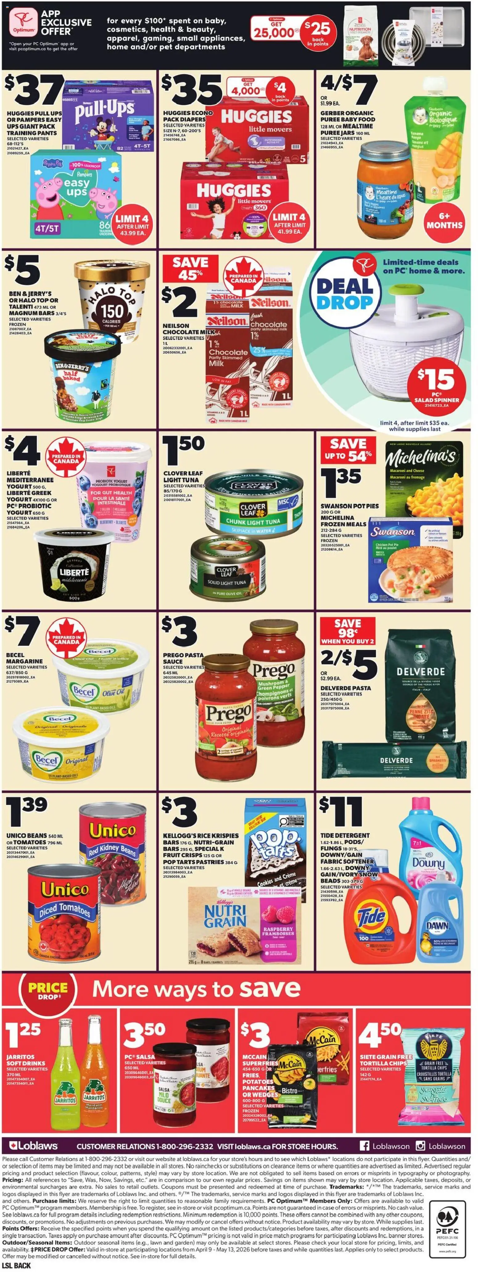 Loblaws flyer valid from 16.04.2026 | Page: 5 | Products: Pasta, Milk, Chocolate, Pants