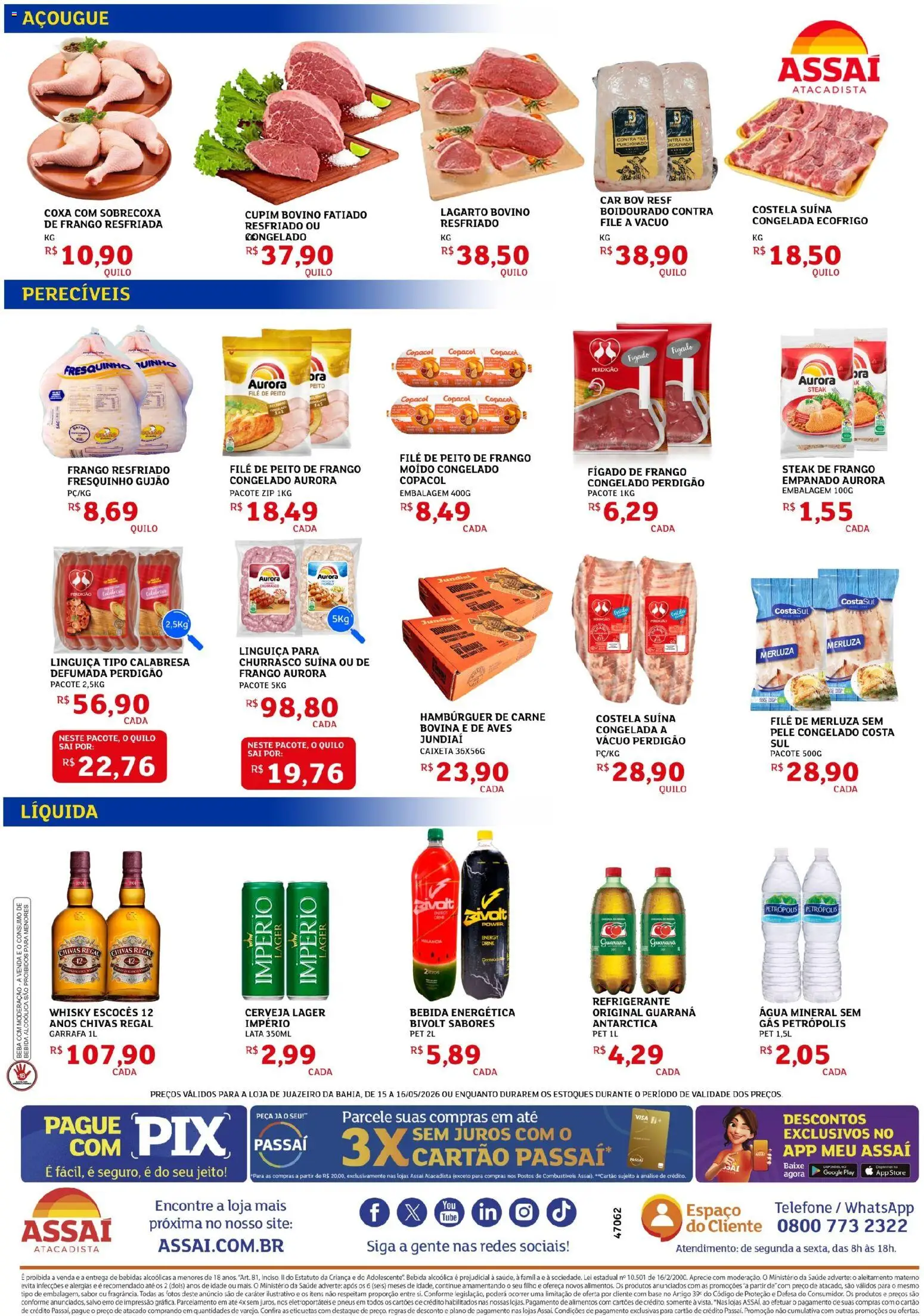 Assaí Atacadista Folheto - válido de 16.05.2026 | Página: 2 | Produtos: Contra filé, Cerveja, Base, Frango