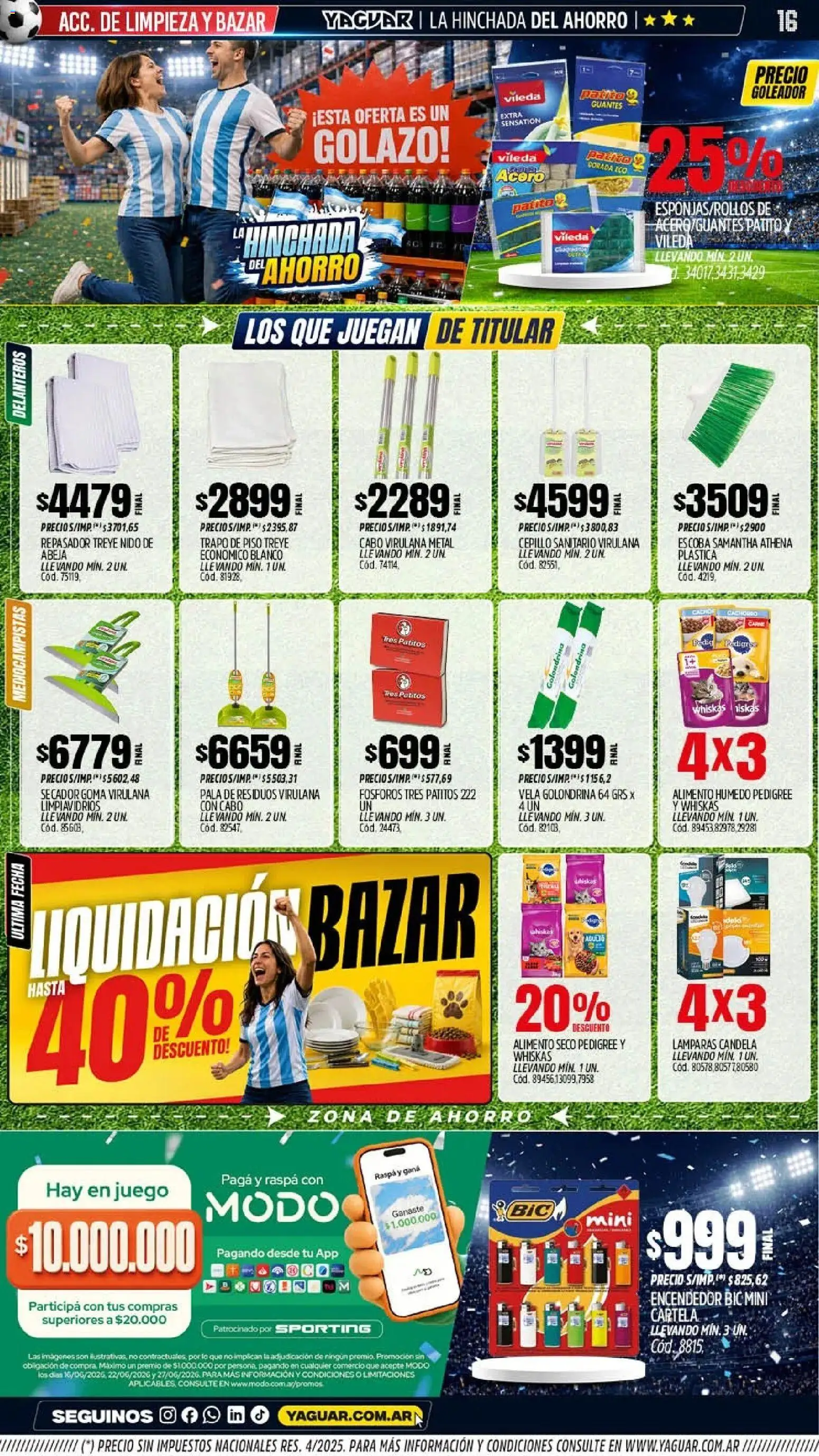 Yaguar - Oferta Semanal Parque Chacabuco │ válido desde el 15.06.2026 | Página: 16 | Productos: Encendedor, Cepillo, Pala, Guantes