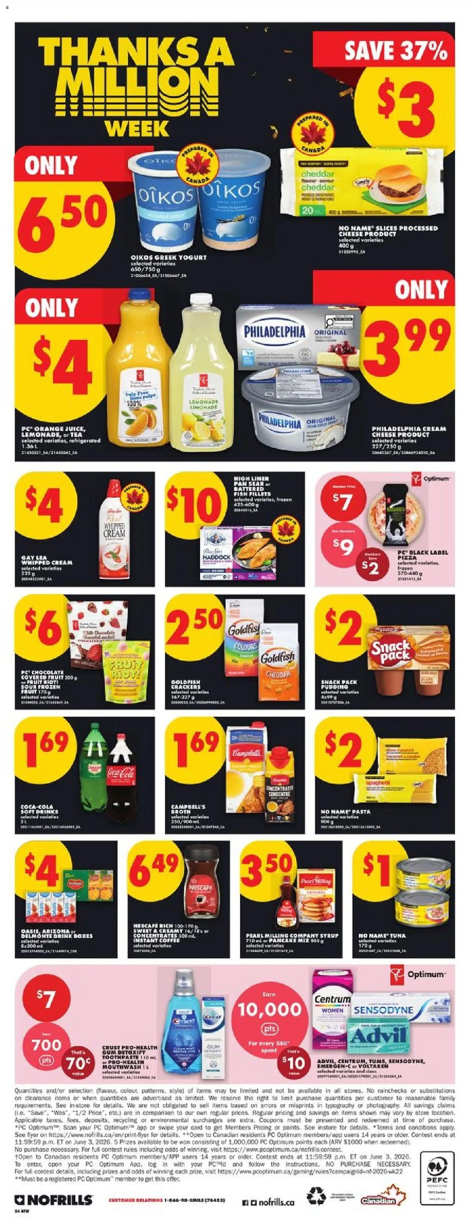 No Frills flyer valid from 28.05.2026 | Page: 5 | Products: Fish, Pasta, Cream, Cheese
