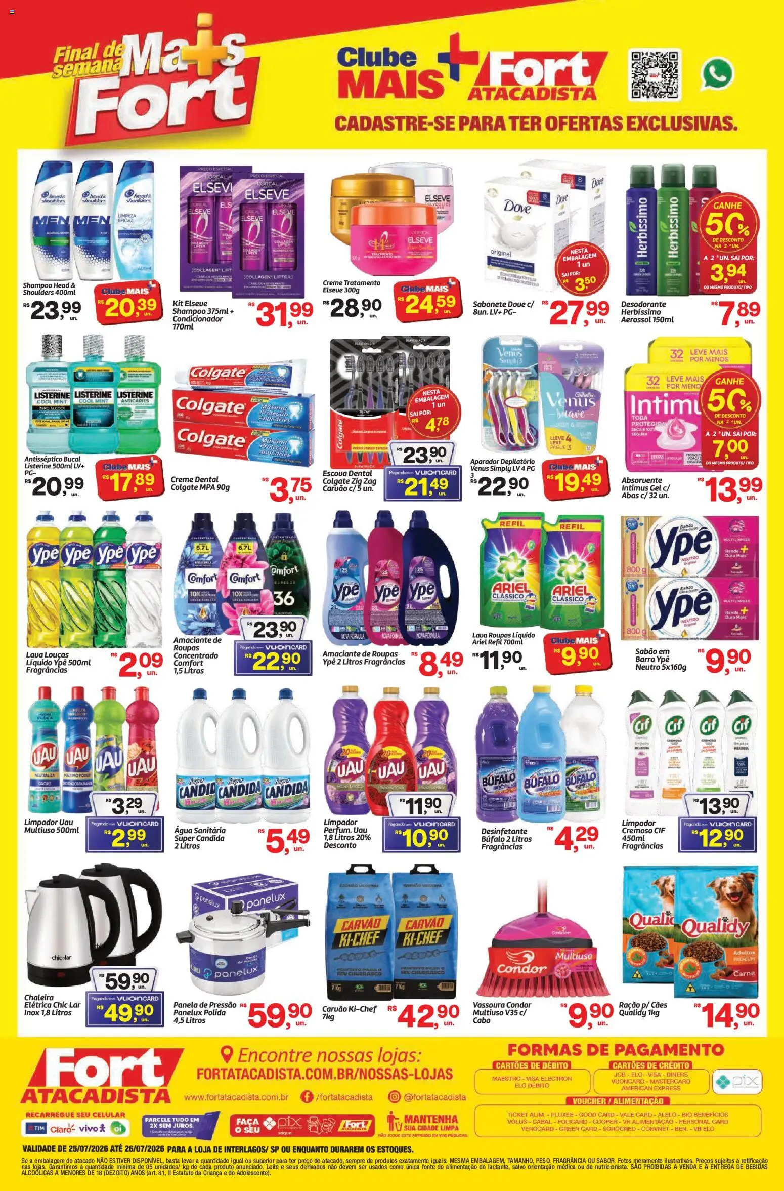 Fort Atacadista Folheto - válido de 25/07/2026 | Página: 4 | Produtos: Ariel, Saquê, Faca, Água sanitária